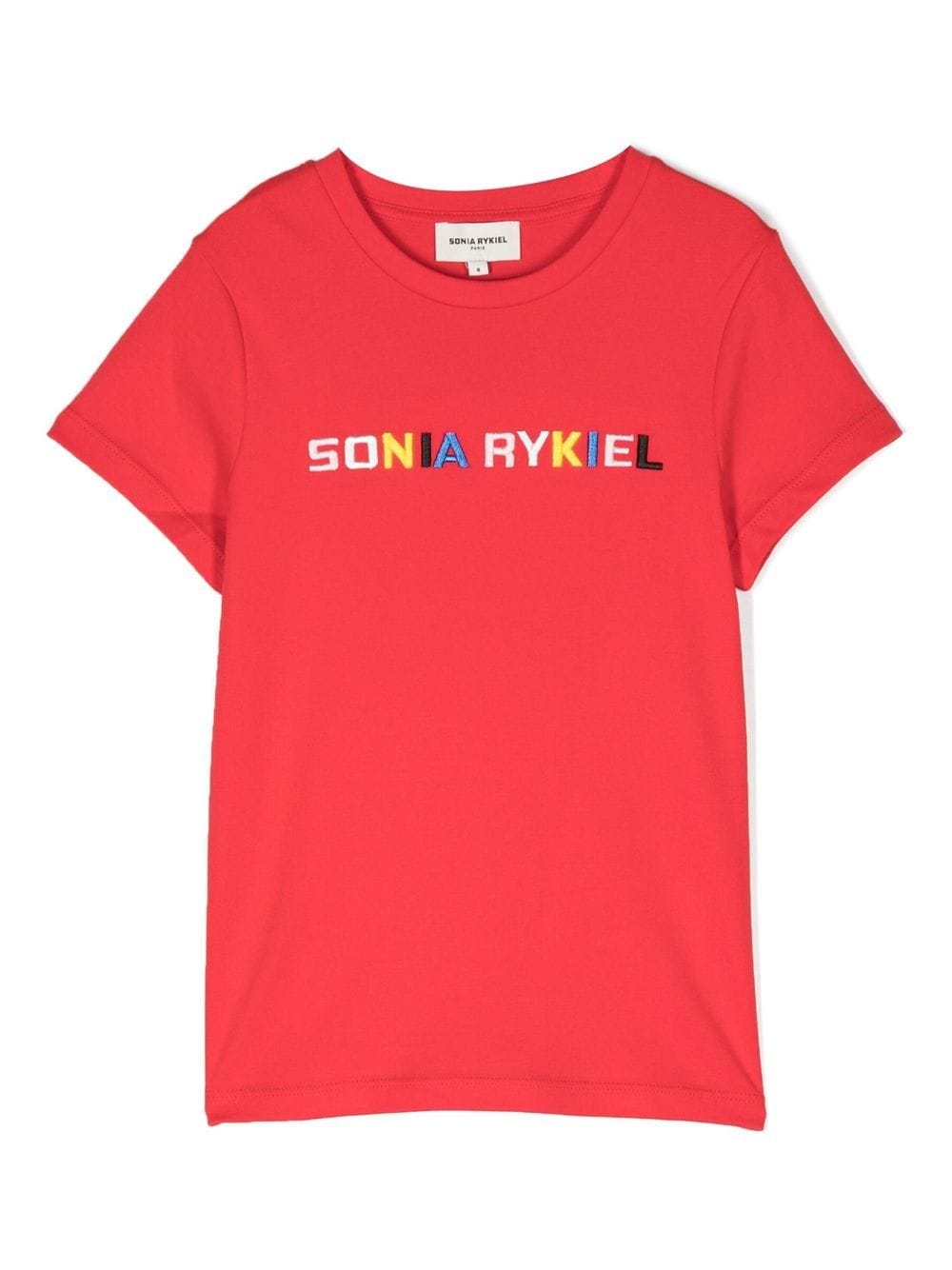 SONIA RYKIEL ENFANT logo-print cut-out T-shirt - Red von SONIA RYKIEL ENFANT
