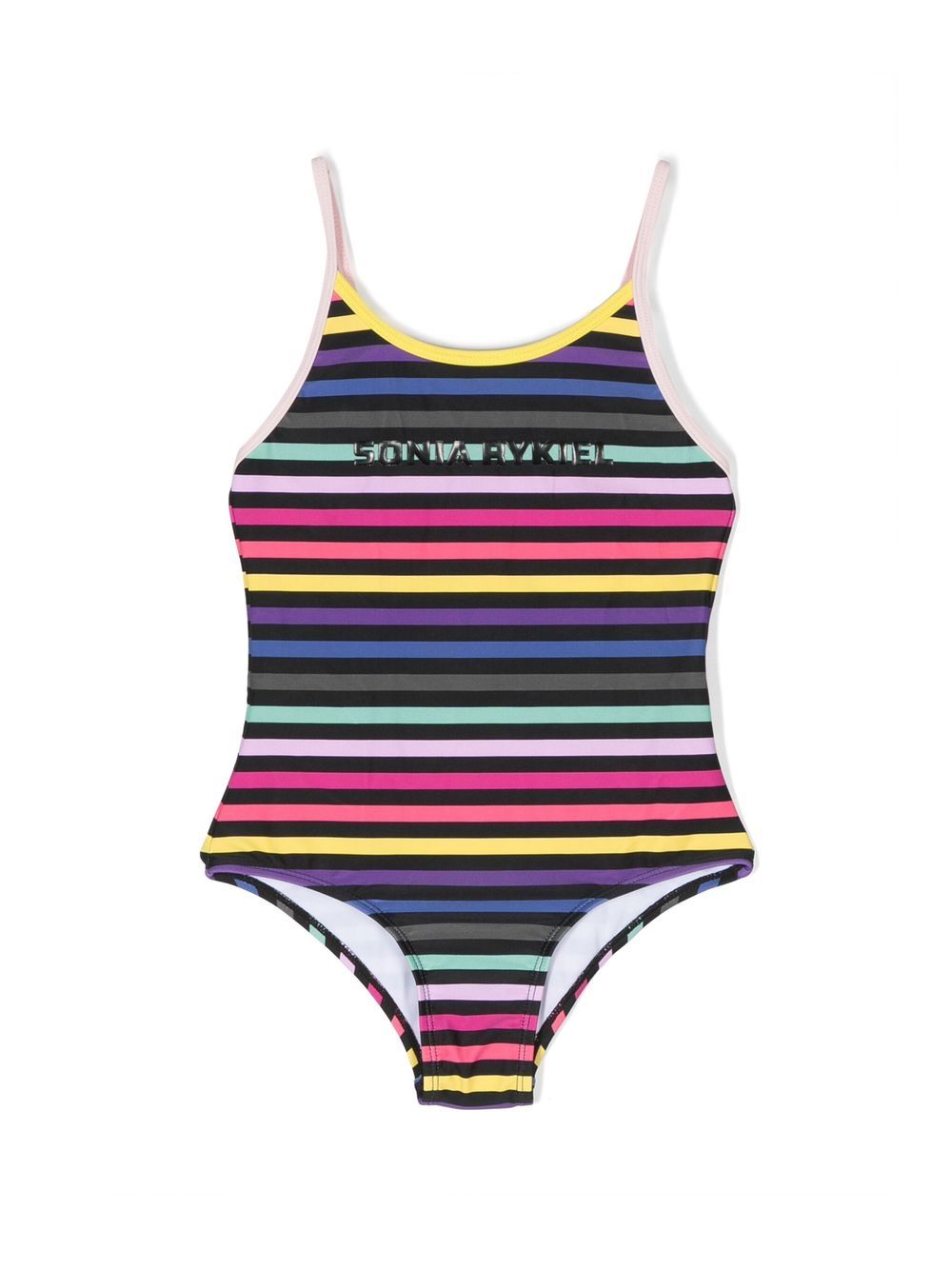 SONIA RYKIEL ENFANT raised-logo colour-block swimsuit - Black von SONIA RYKIEL ENFANT