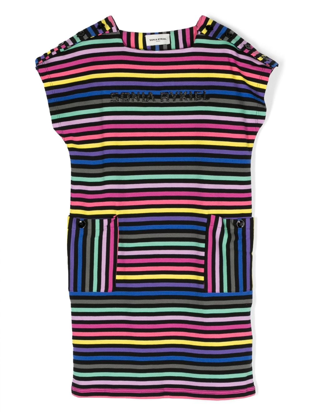 SONIA RYKIEL ENFANT stripe-pattern short-sleeve dress - Black von SONIA RYKIEL ENFANT