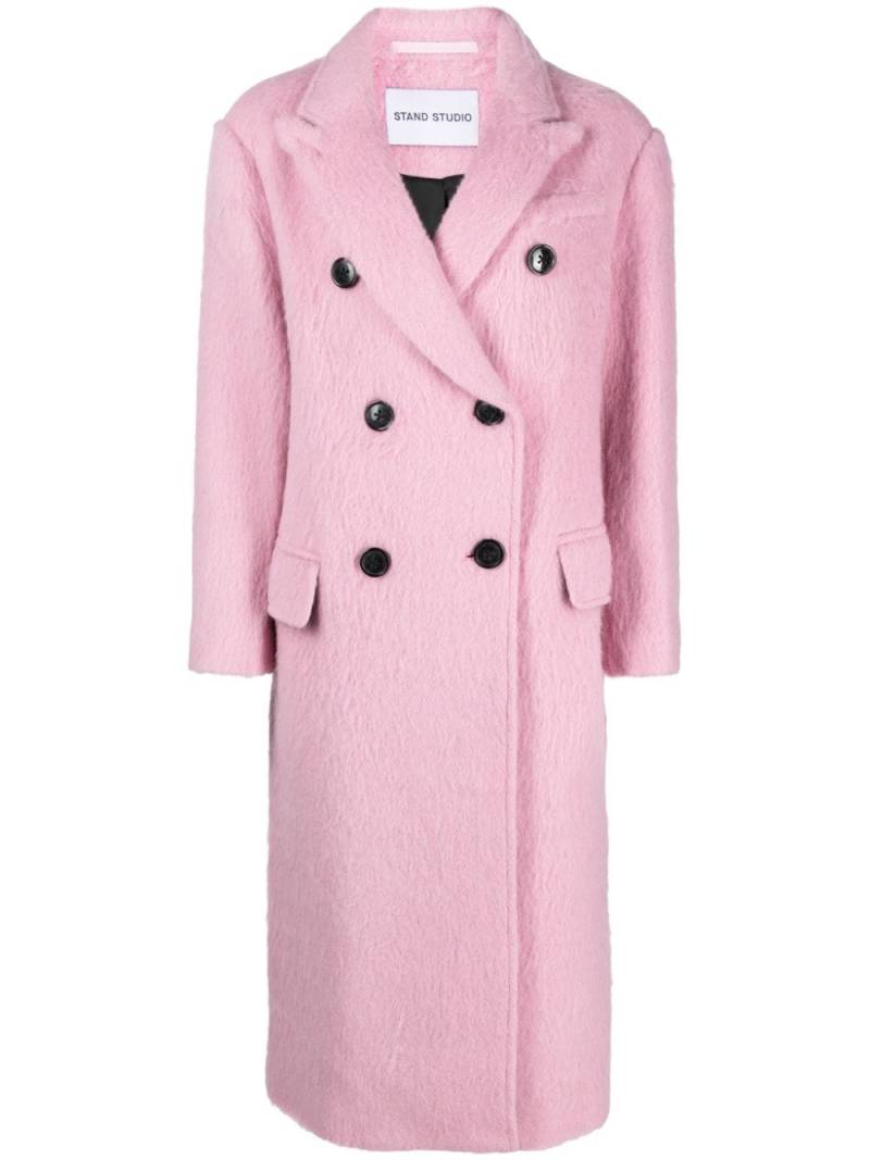 STAND STUDIO Essa brushed double-breasted wool-blend coat - Pink von STAND STUDIO