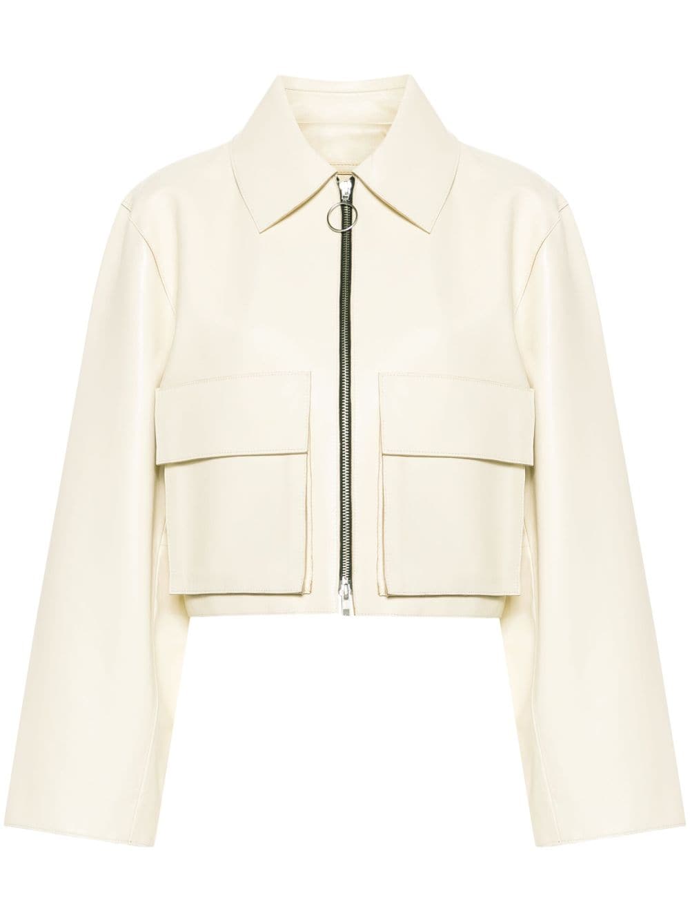 STAND STUDIO Gretal cropped leather jacket - White von STAND STUDIO