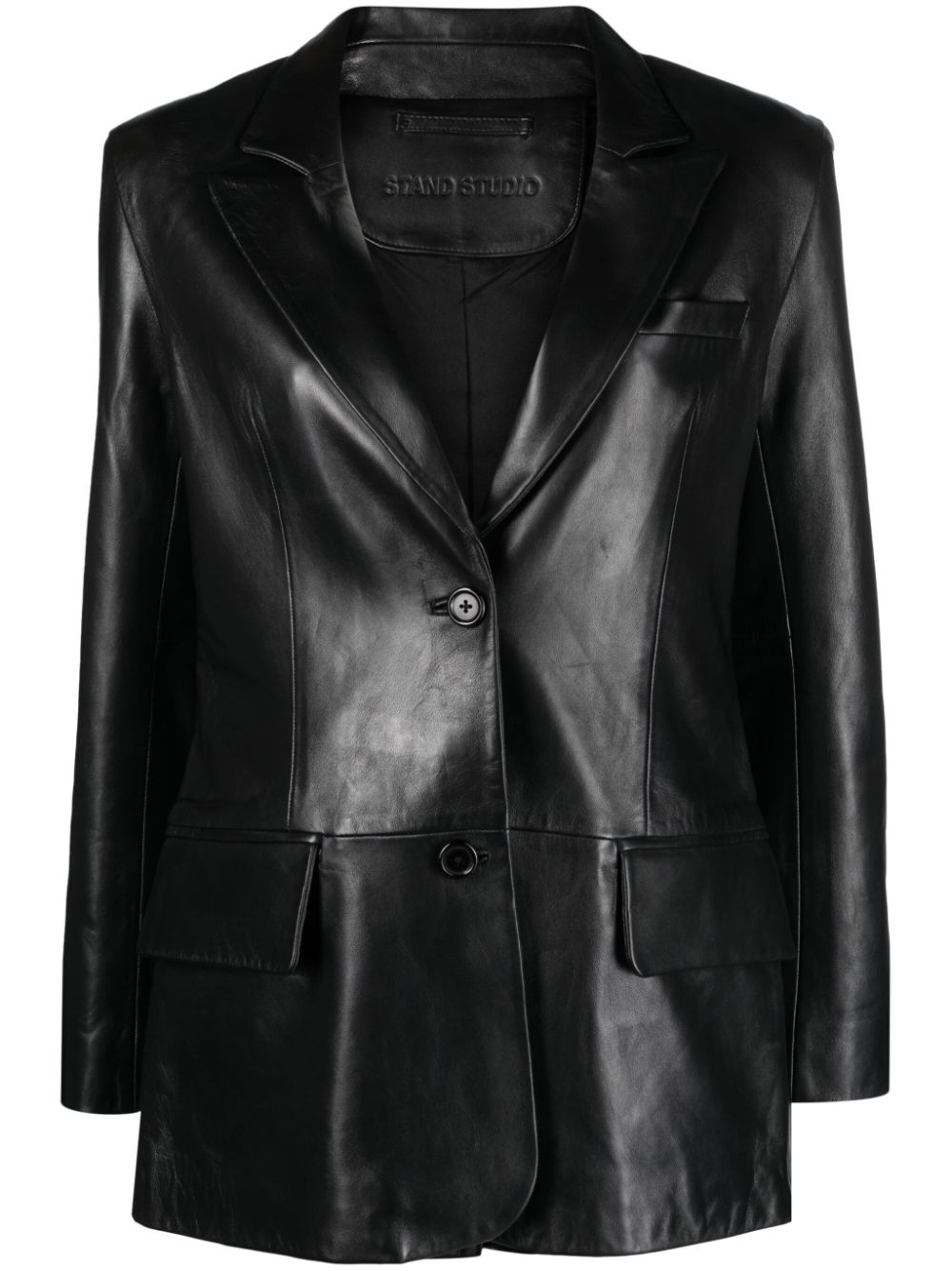 STAND STUDIO Iggy leather single-breasted blazer - Black von STAND STUDIO