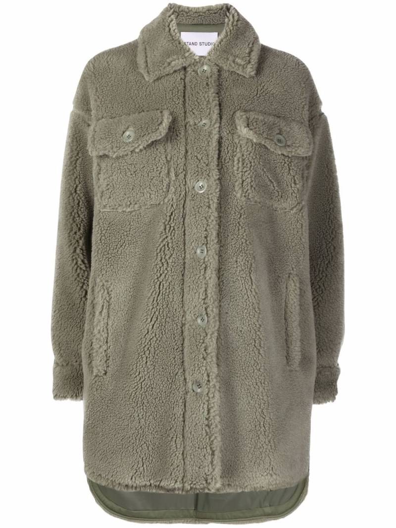 STAND STUDIO Sabi teddy-texture jacket - Green von STAND STUDIO