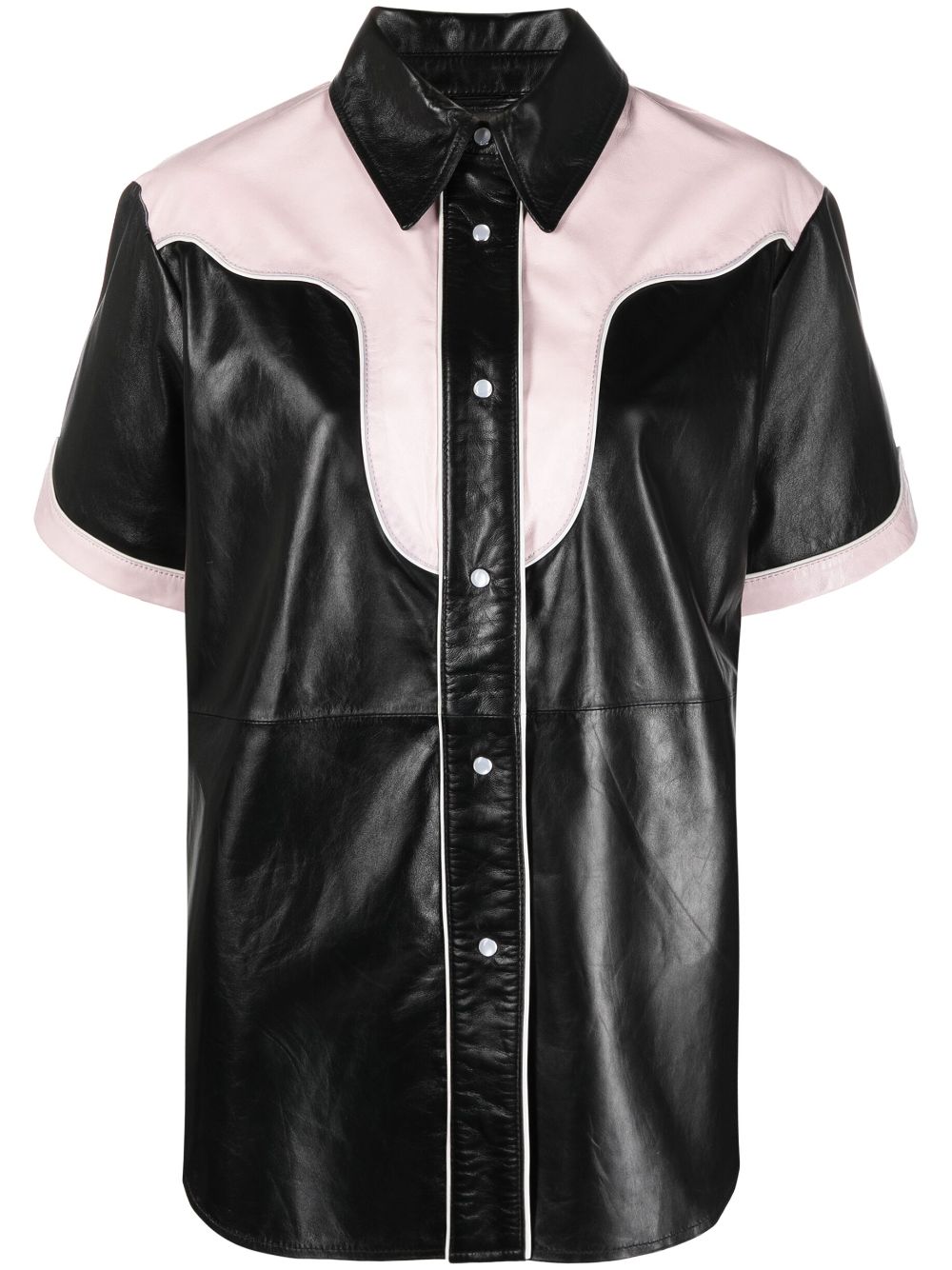 STAND STUDIO colour-block leather shirt - Black von STAND STUDIO