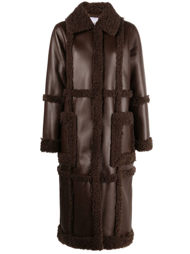 STAND STUDIO contrast-trim faux-leather coat - Brown von STAND STUDIO