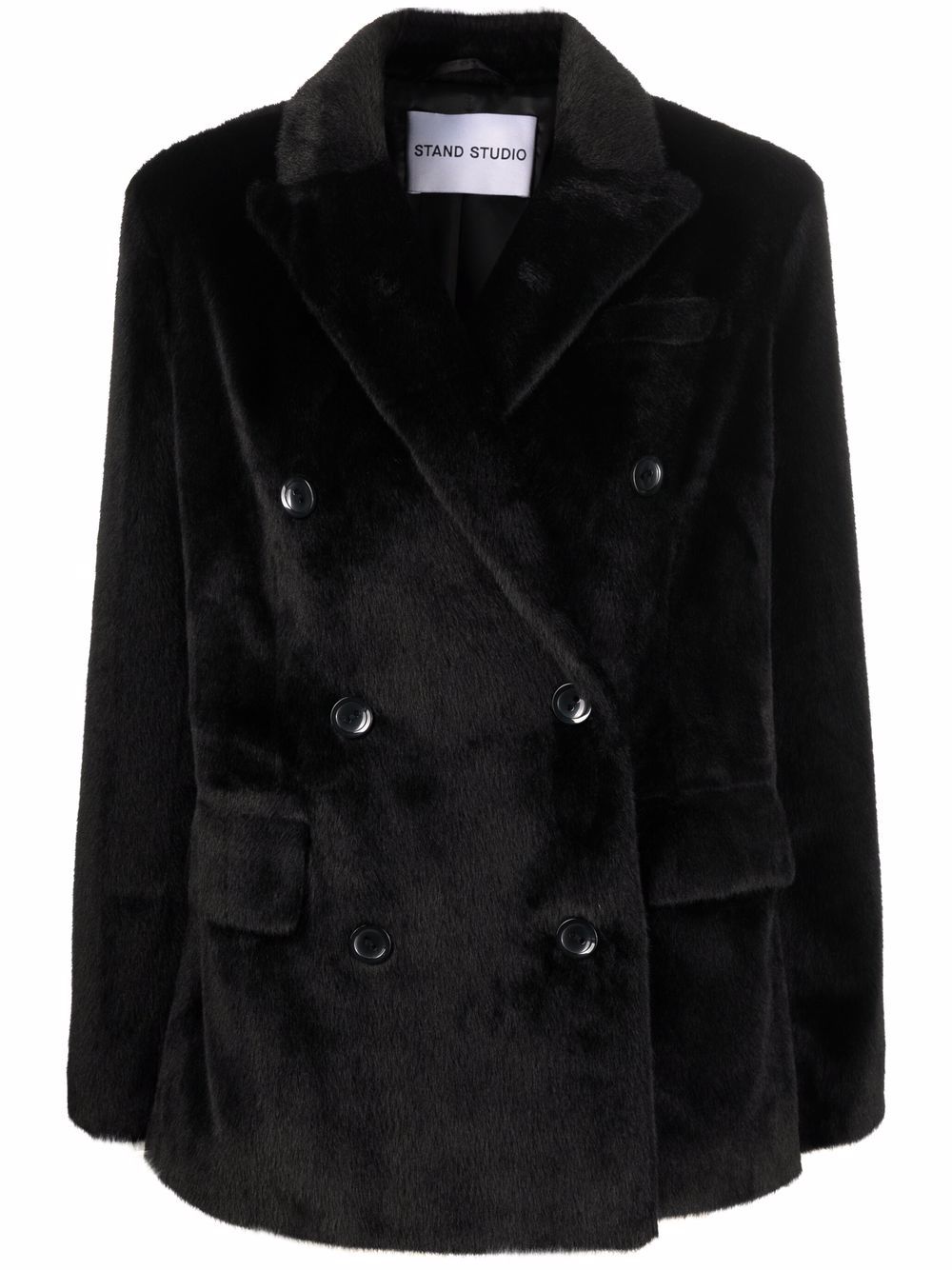 STAND STUDIO faux-fur double-breasted coat - Black von STAND STUDIO