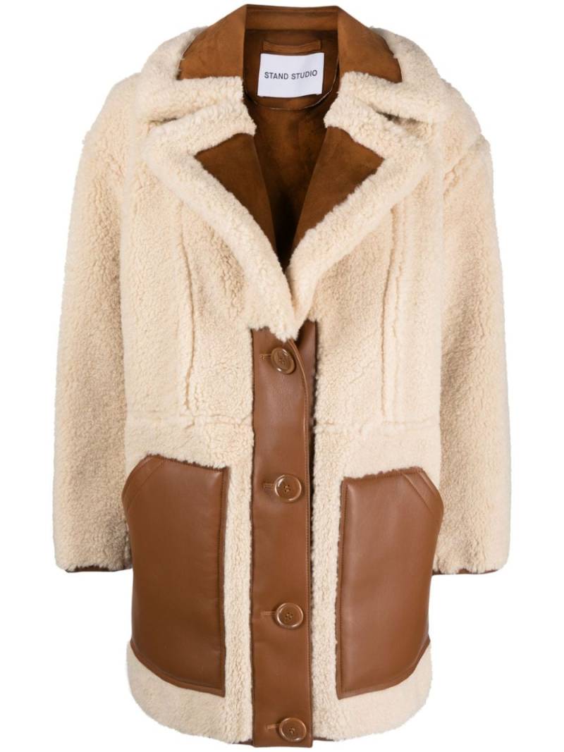 STAND STUDIO single-breasted faux-shearling coat - Brown von STAND STUDIO