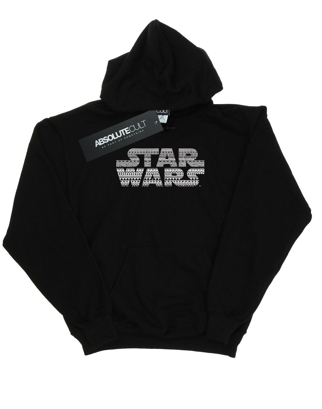 Aztec Logo Mono Kapuzenpullover Herren Schwarz M von STAR WARS