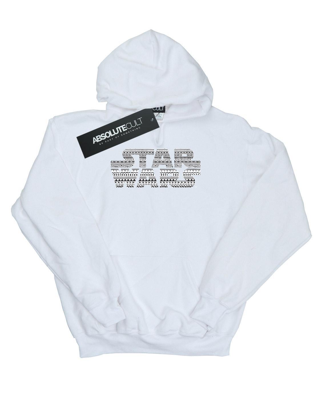 Aztec Logo Mono Kapuzenpullover Herren Weiss S von STAR WARS