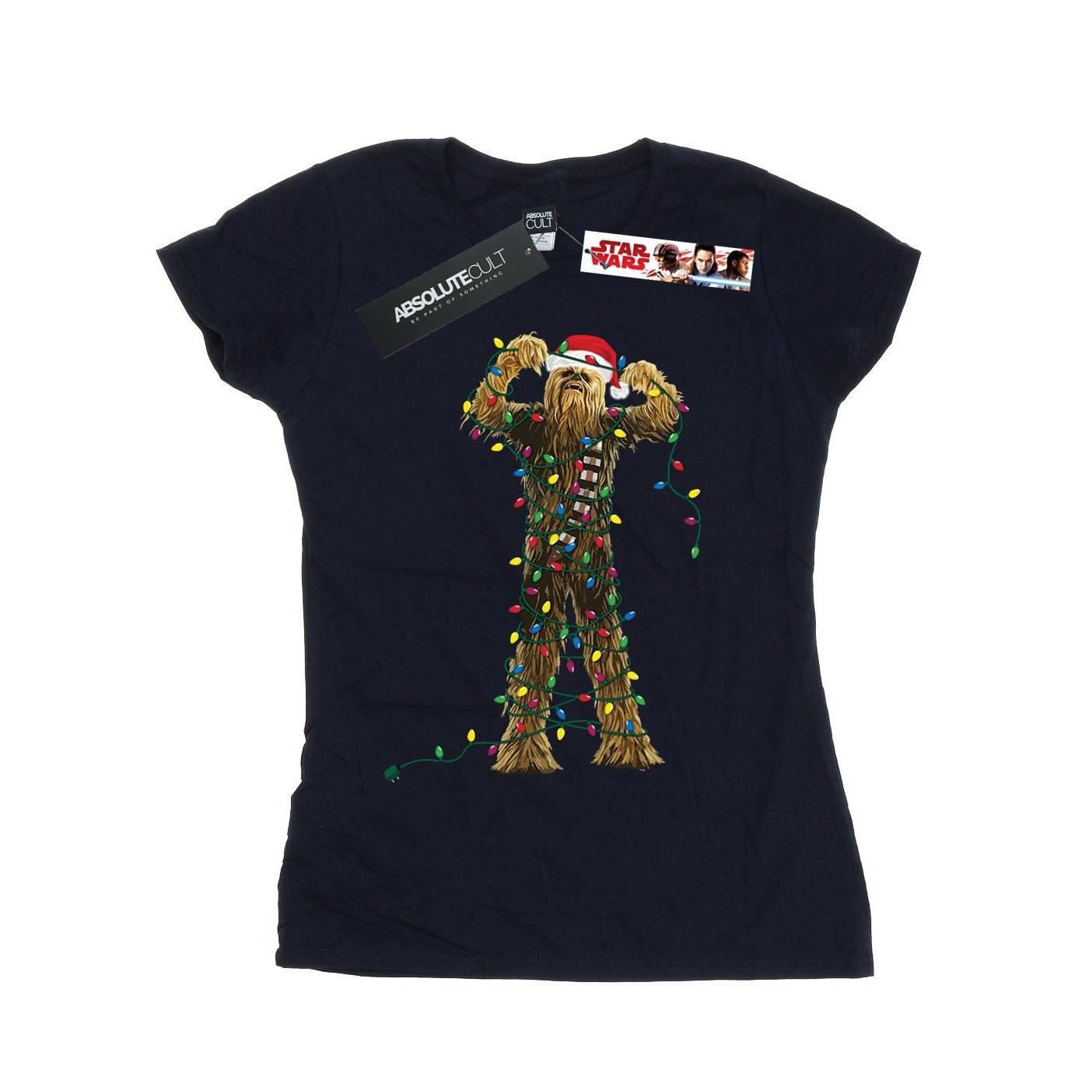 Chewbacca Christmas Lights Tshirt Damen Marine M von STAR WARS