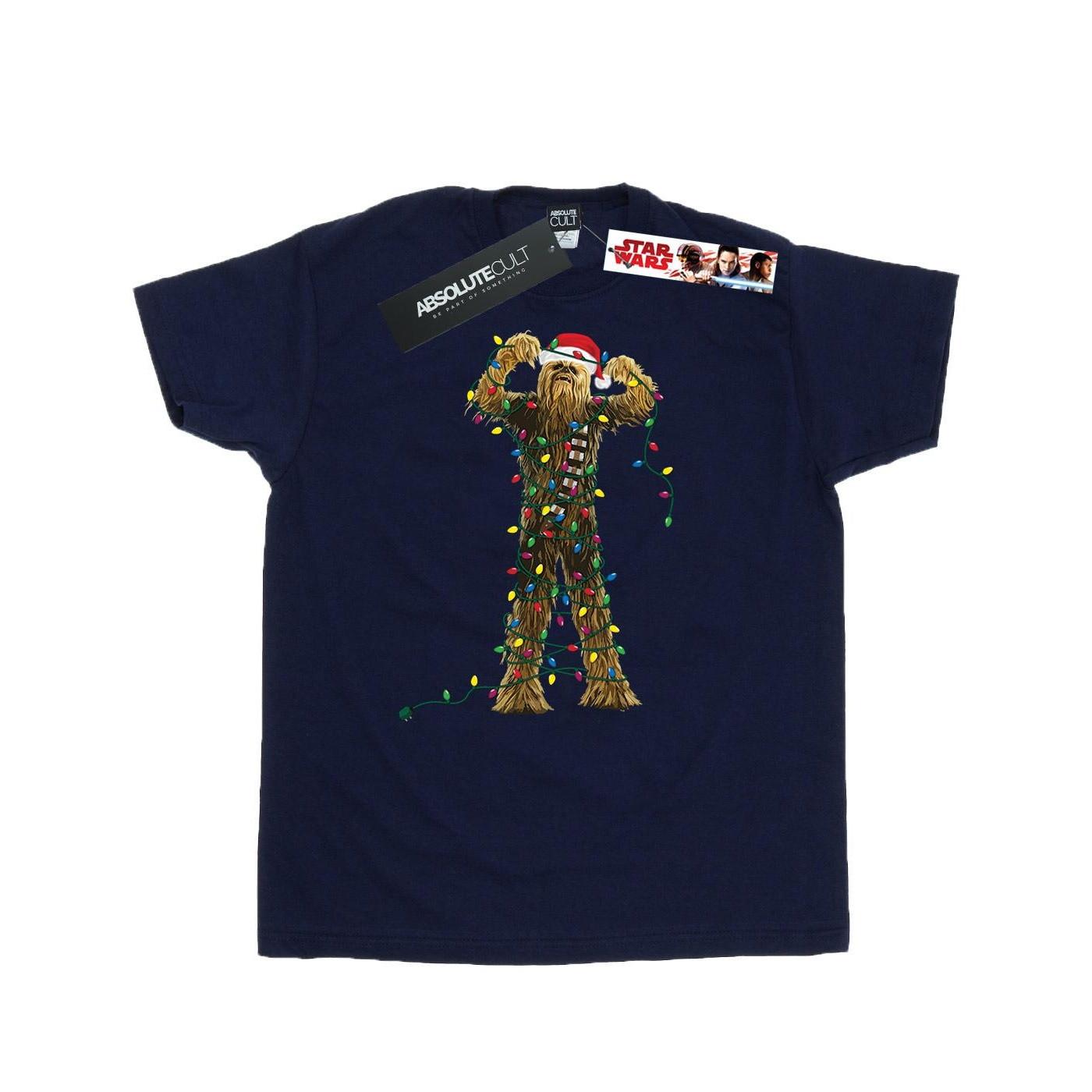 Chewbacca Christmas Lights Tshirt Herren Marine 3XL von STAR WARS