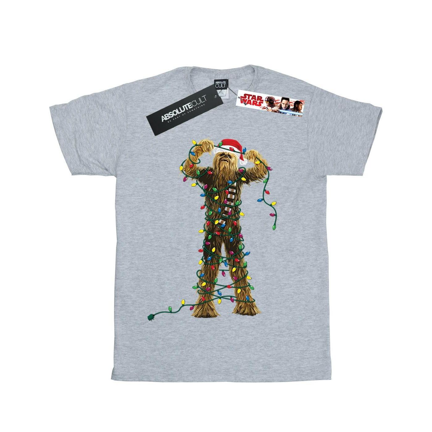 Chewbacca Christmas Lights Tshirt Jungen Grau 116 von STAR WARS