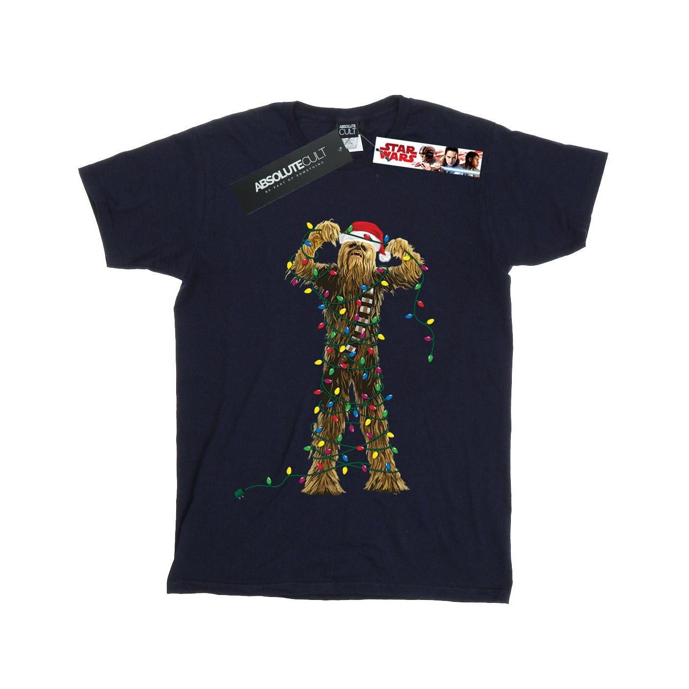 Chewbacca Christmas Lights Tshirt Jungen Marine 140/146 von STAR WARS