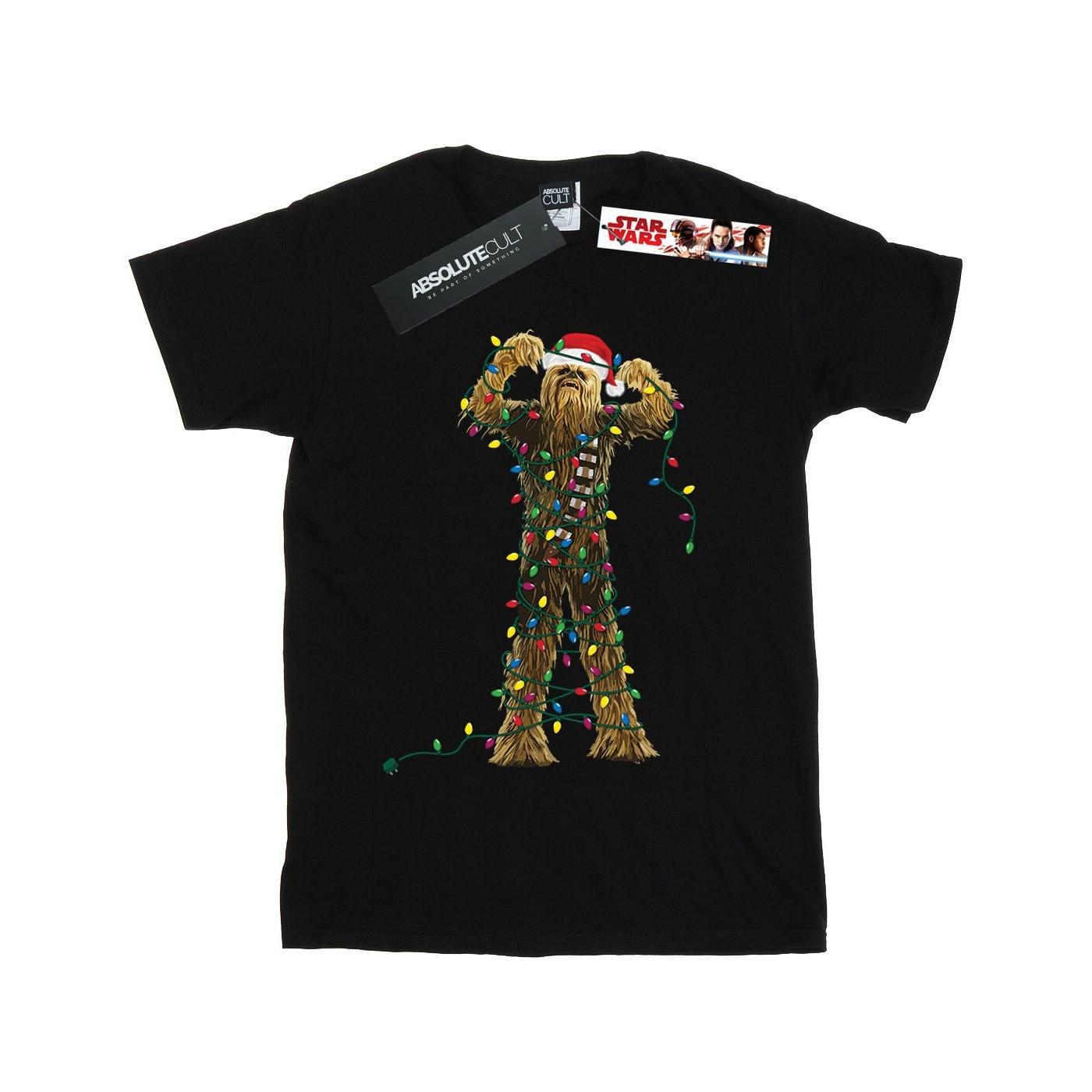 Chewbacca Christmas Lights Tshirt Jungen Schwarz 128 von STAR WARS