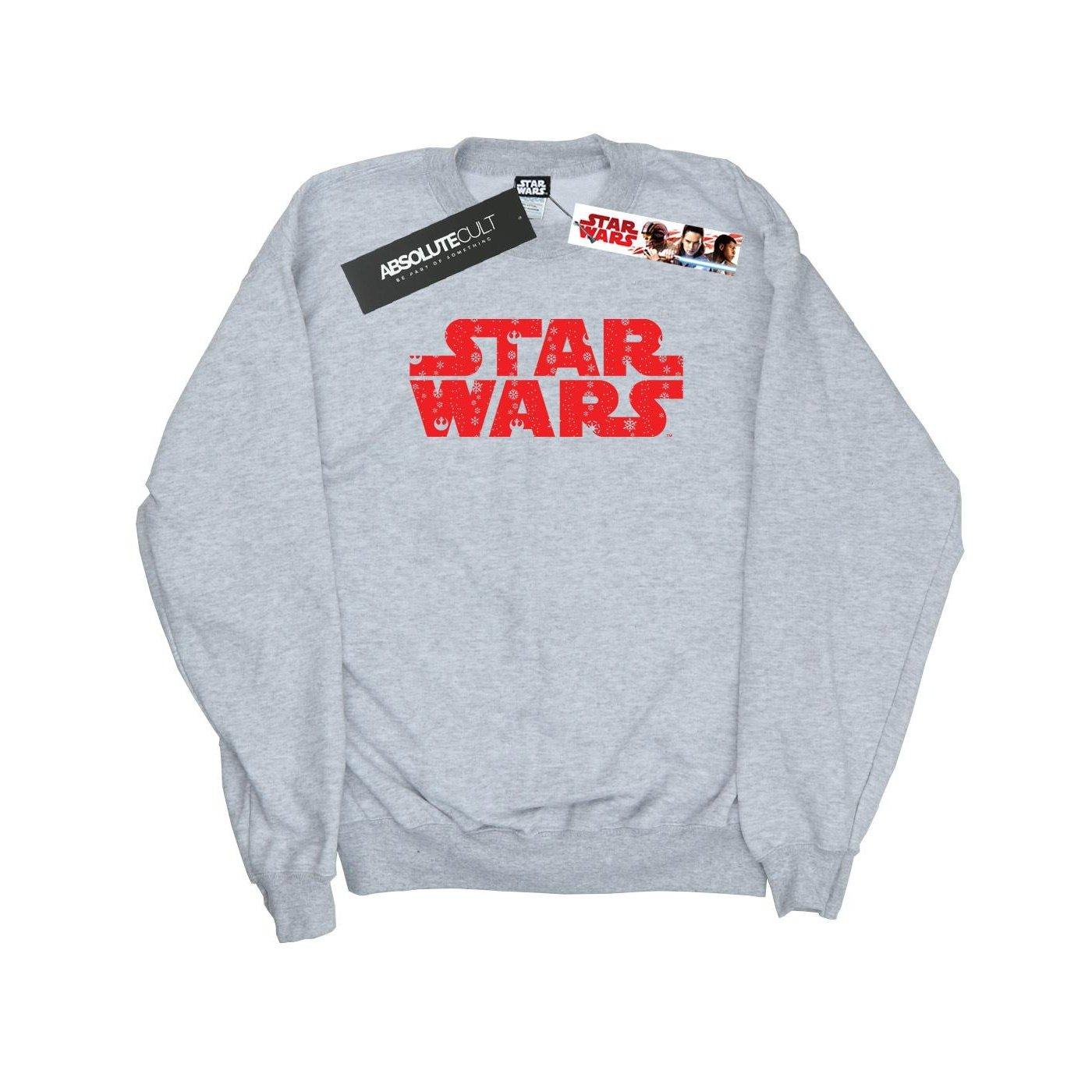 Christmas Logo Sweatshirt Damen Grau XL von STAR WARS