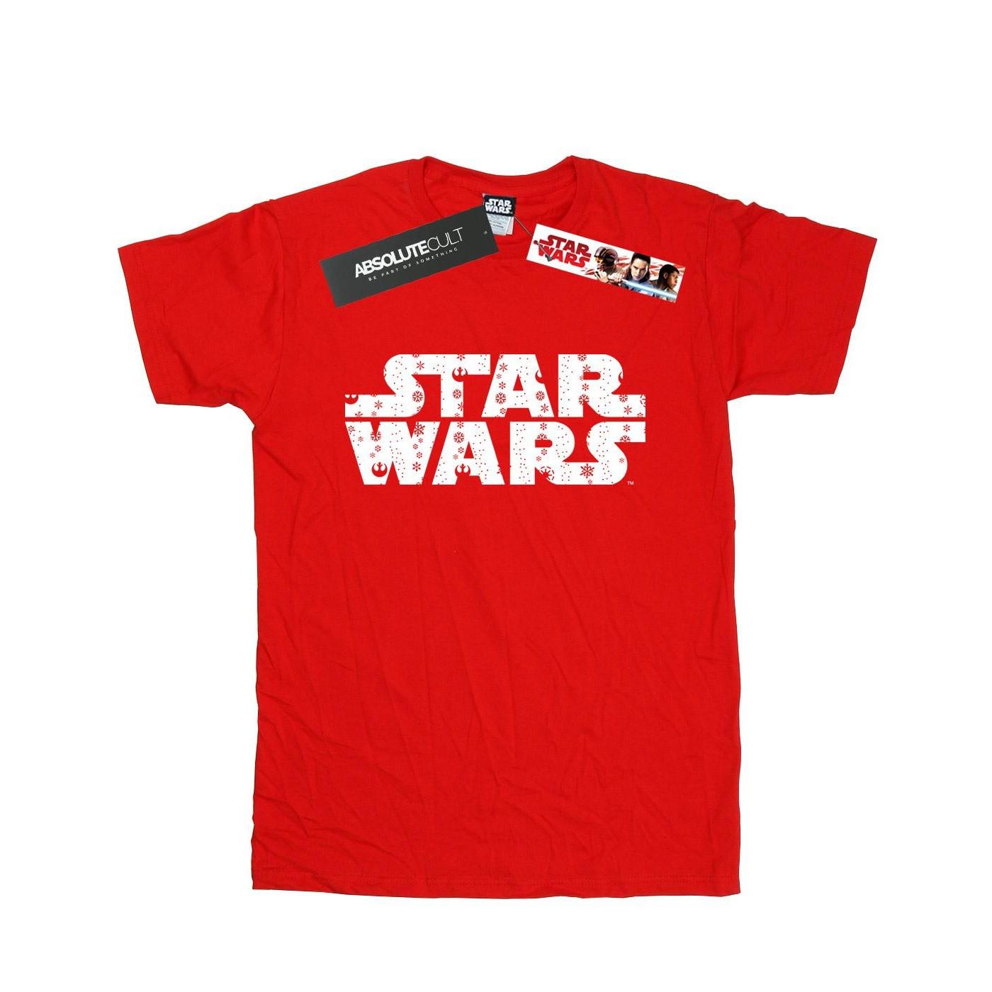 Christmas Logo Tshirt Damen Rot Bunt M von STAR WARS