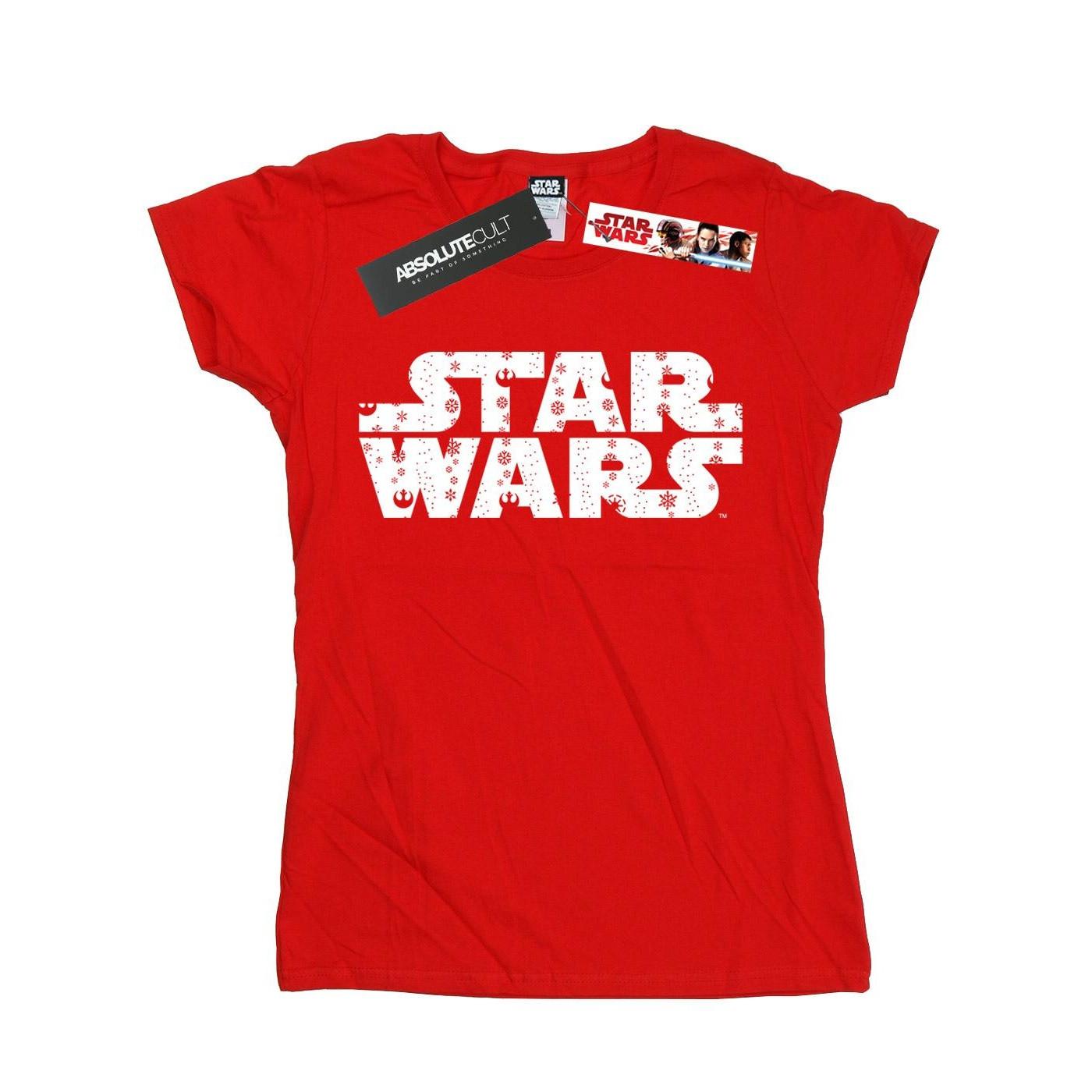 Christmas Logo Tshirt Damen Rot Bunt XL von STAR WARS