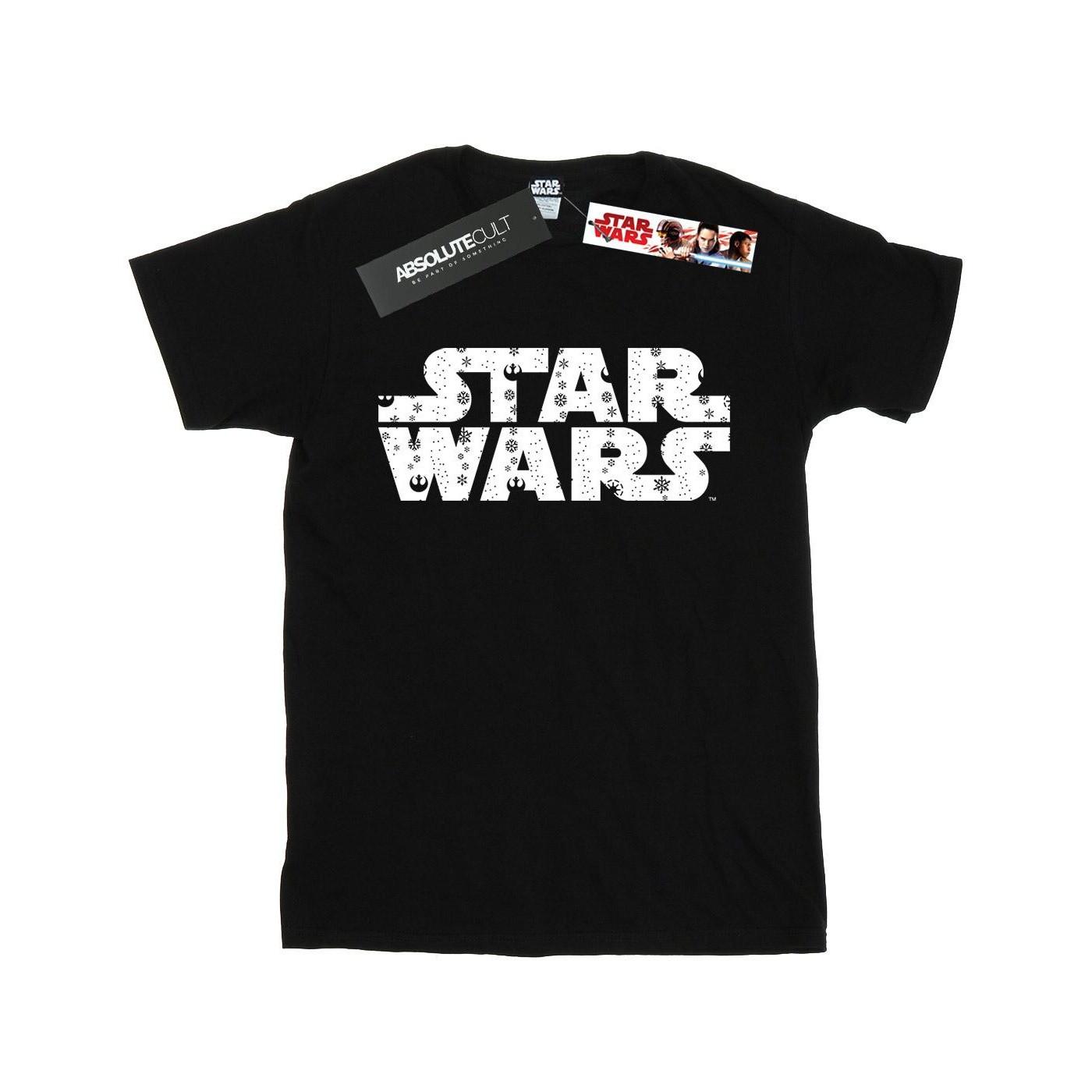 Christmas Logo Tshirt Damen Schwarz XL von STAR WARS