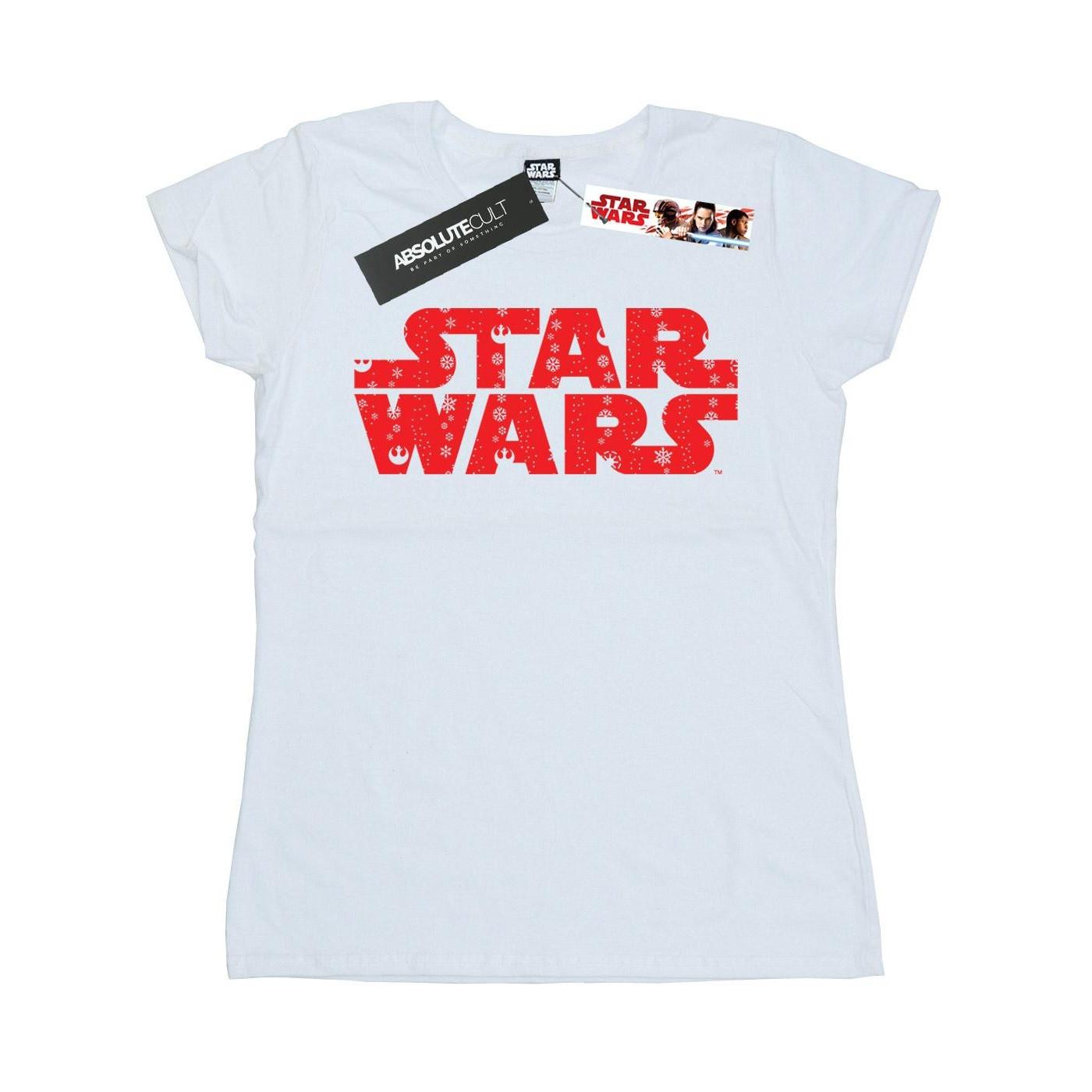 Christmas Logo Tshirt Damen Weiss L von STAR WARS