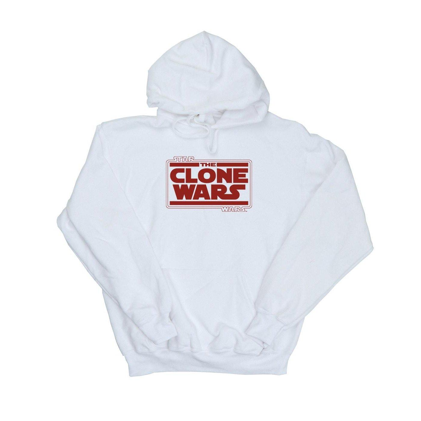 Clone Wars Logo Kapuzenpullover Damen Weiss L von STAR WARS