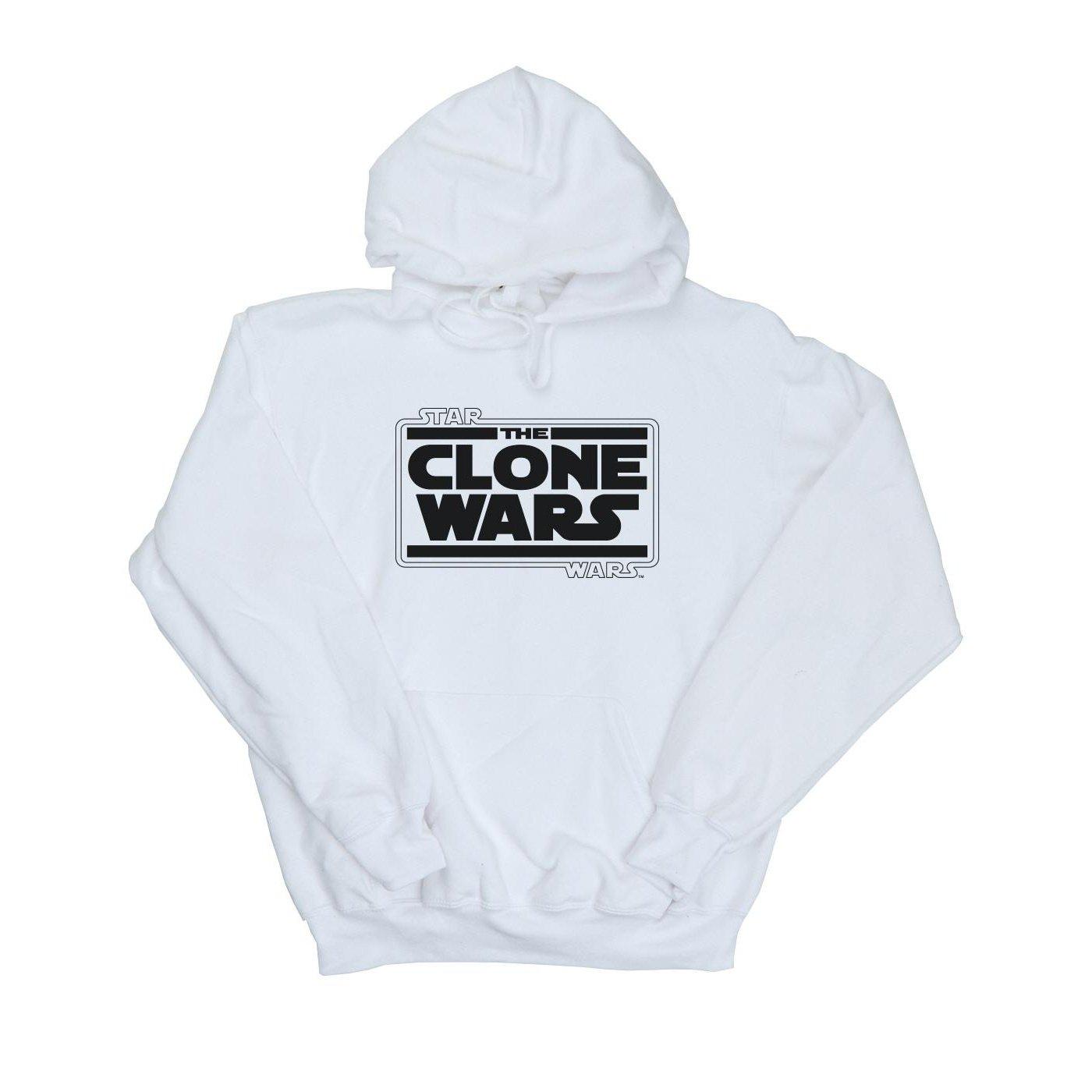 Clone Wars Logo Kapuzenpullover Damen Weiss XL von STAR WARS