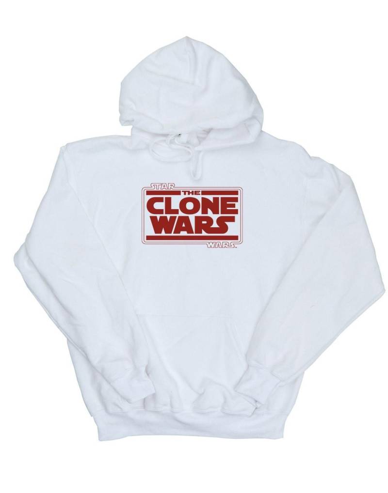 Clone Wars Logo Kapuzenpullover Herren Weiss XL von STAR WARS