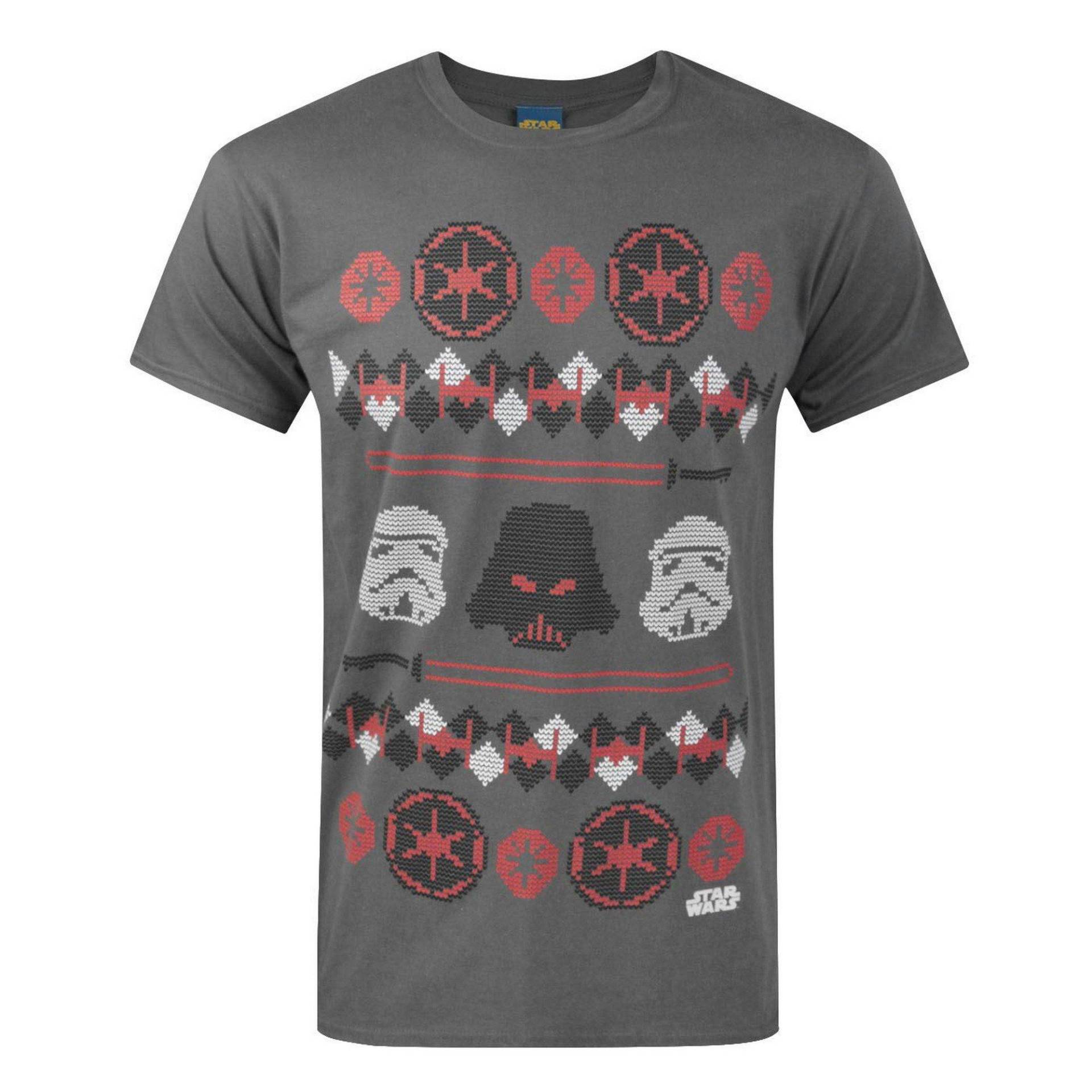 Darth Vader Fair Isle Weihnacht Tshirt Herren Charcoal Black L von STAR WARS