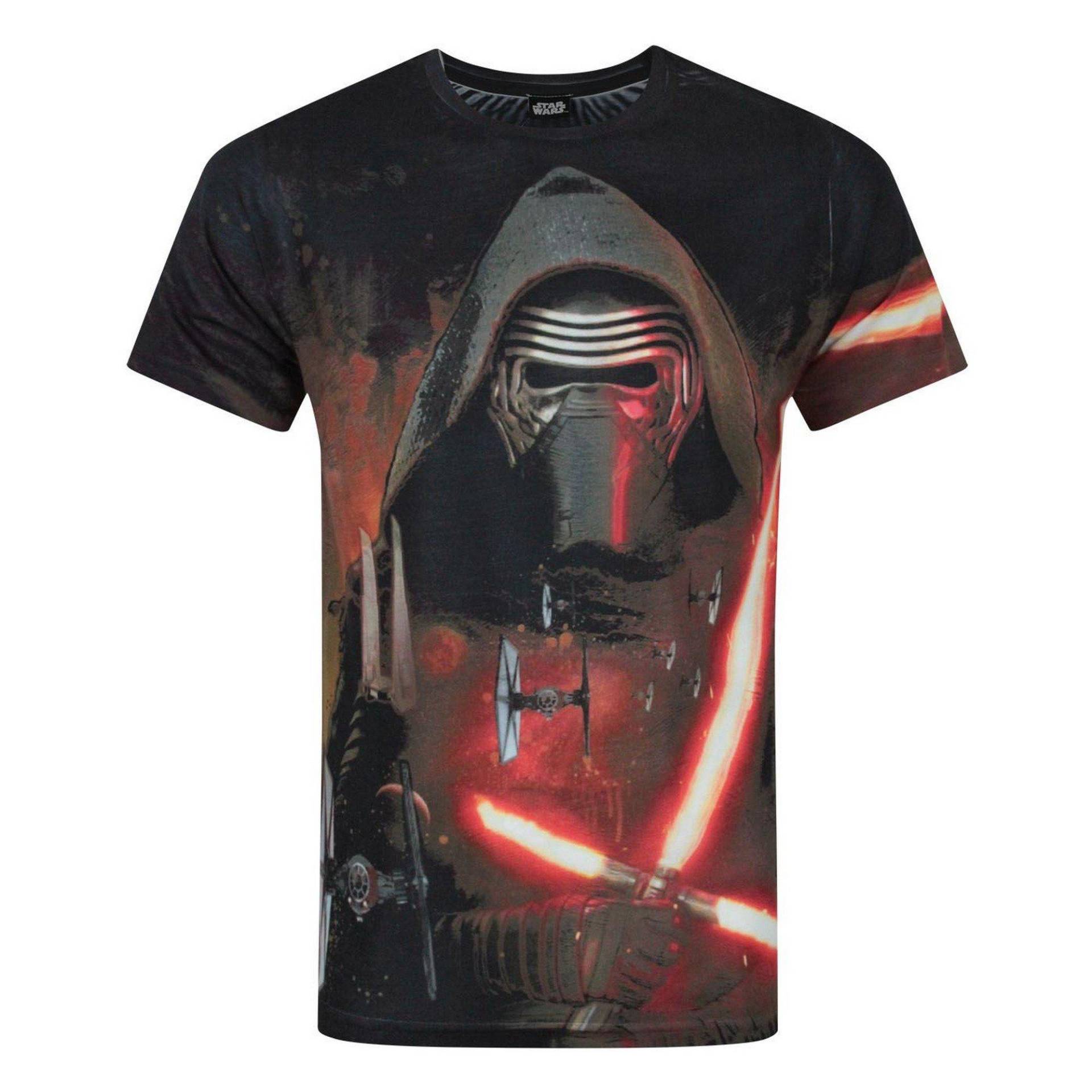 Force Awakens Kylo Ren Lightsabre Sublimation Tshirt Herren Schwarz XXL von STAR WARS