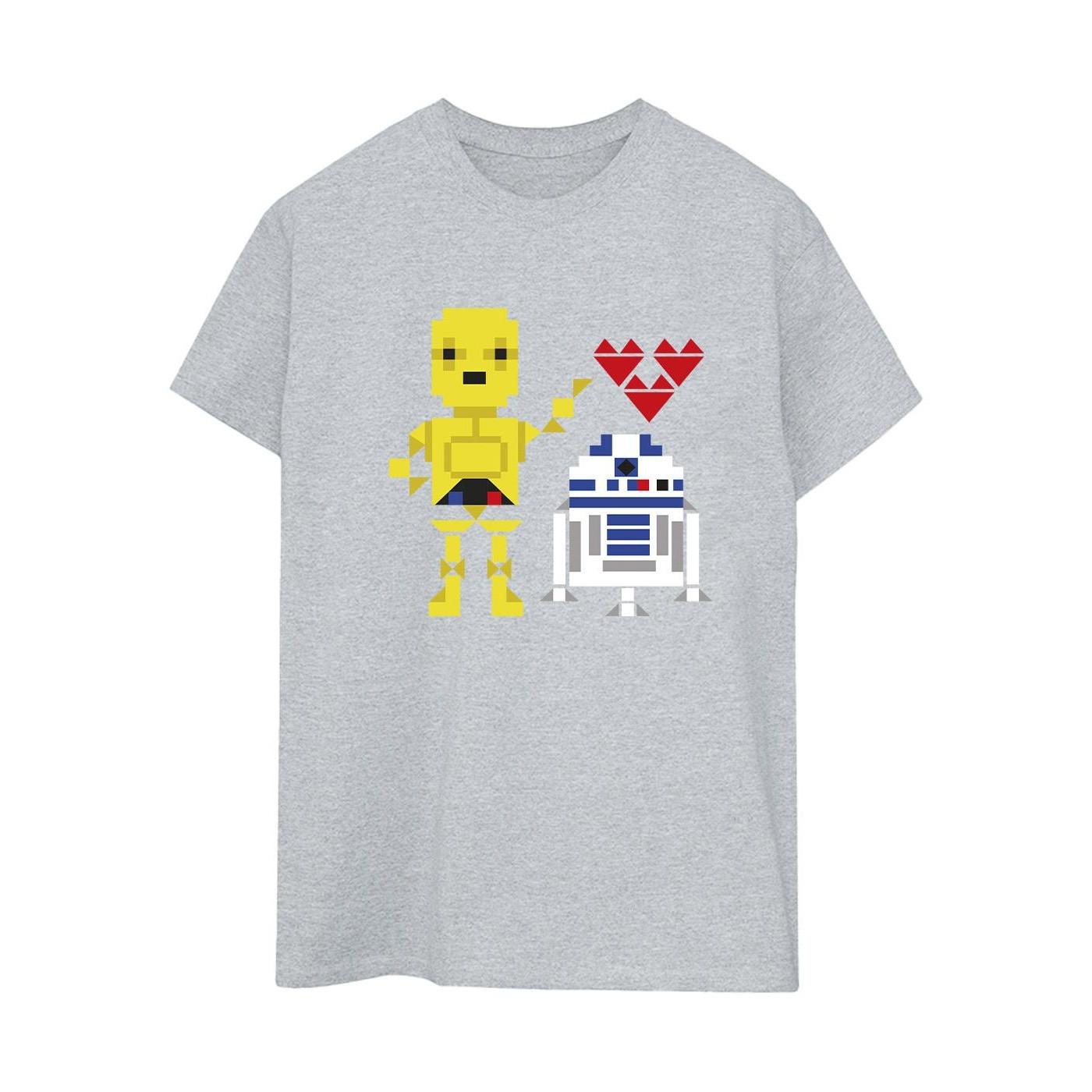 Heart Robot Tshirt Damen Grau M von STAR WARS