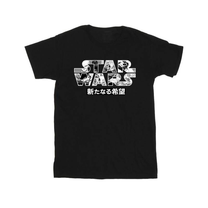Japanese Logo Tshirt Mädchen Schwarz 104 von STAR WARS