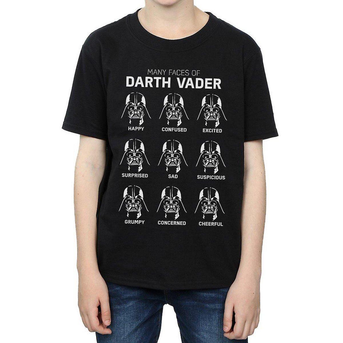 Many Faces Of Darth Vader Tshirt Jungen Schwarz 128 von STAR WARS