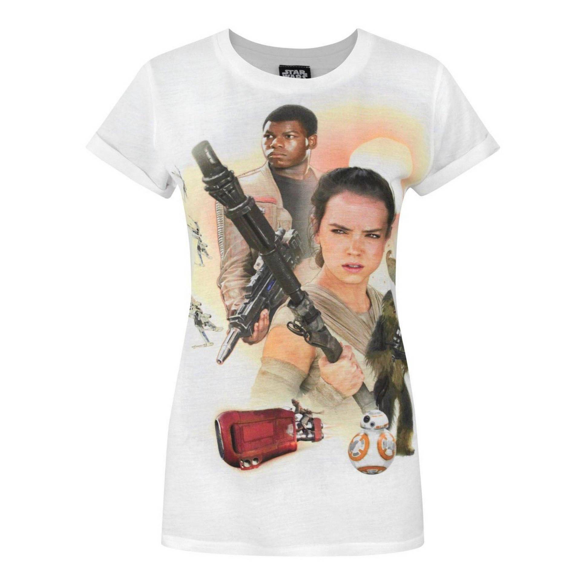 Force Awakens Heroes Sublimation Tshirt Damen Weiss L von STAR WARS