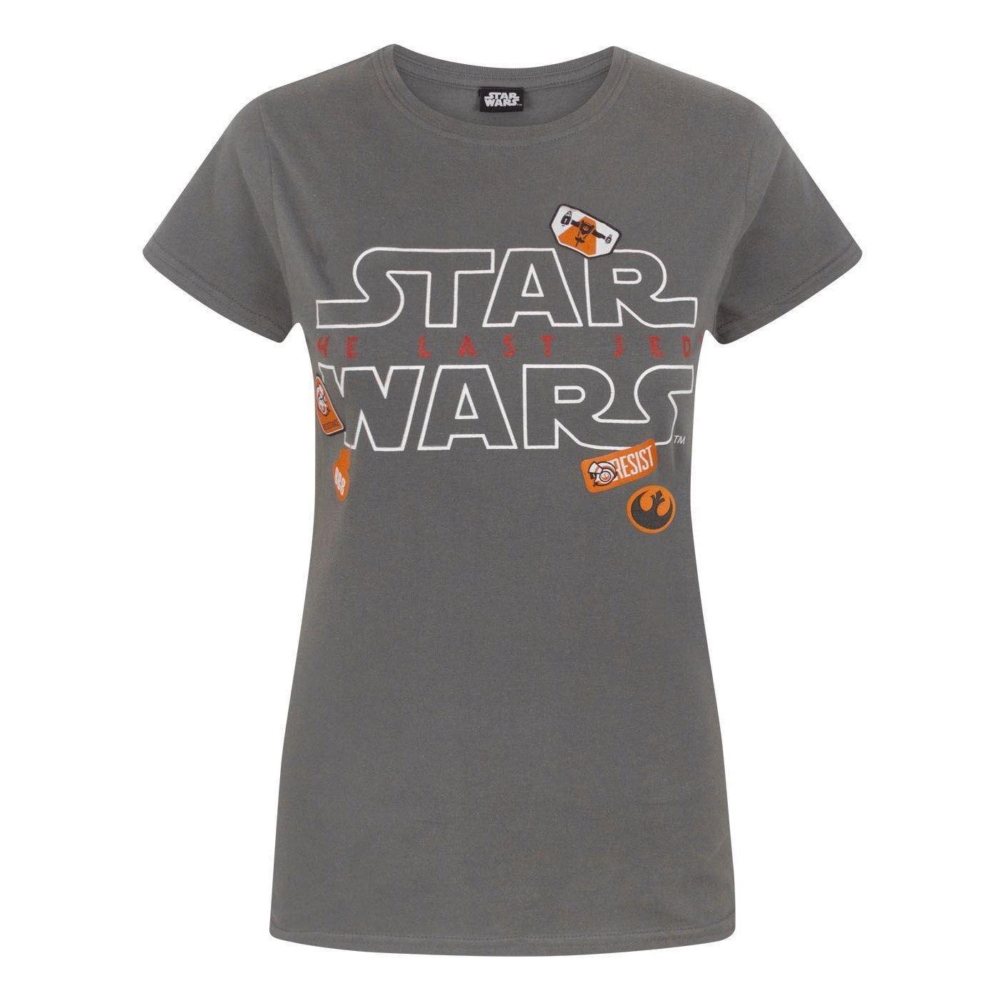 The Last Jedi Tshirt Mit Abzeichendesign Damen Charcoal Black M von STAR WARS