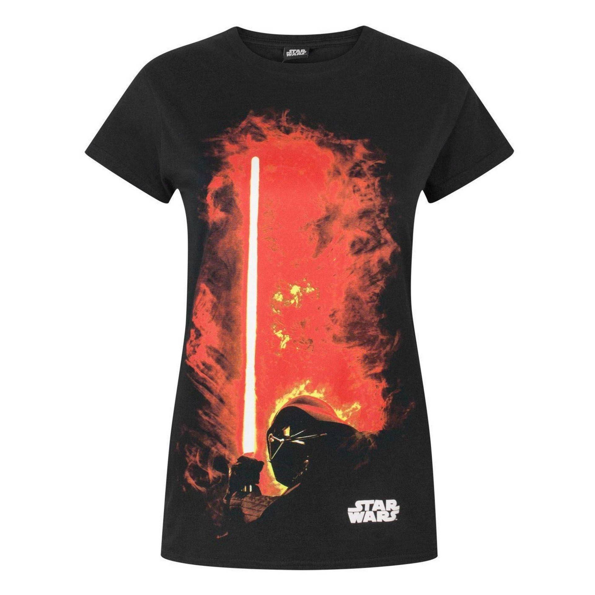 Darth Vader Tshirt Mit Laserschwert Design Damen Schwarz S von STAR WARS