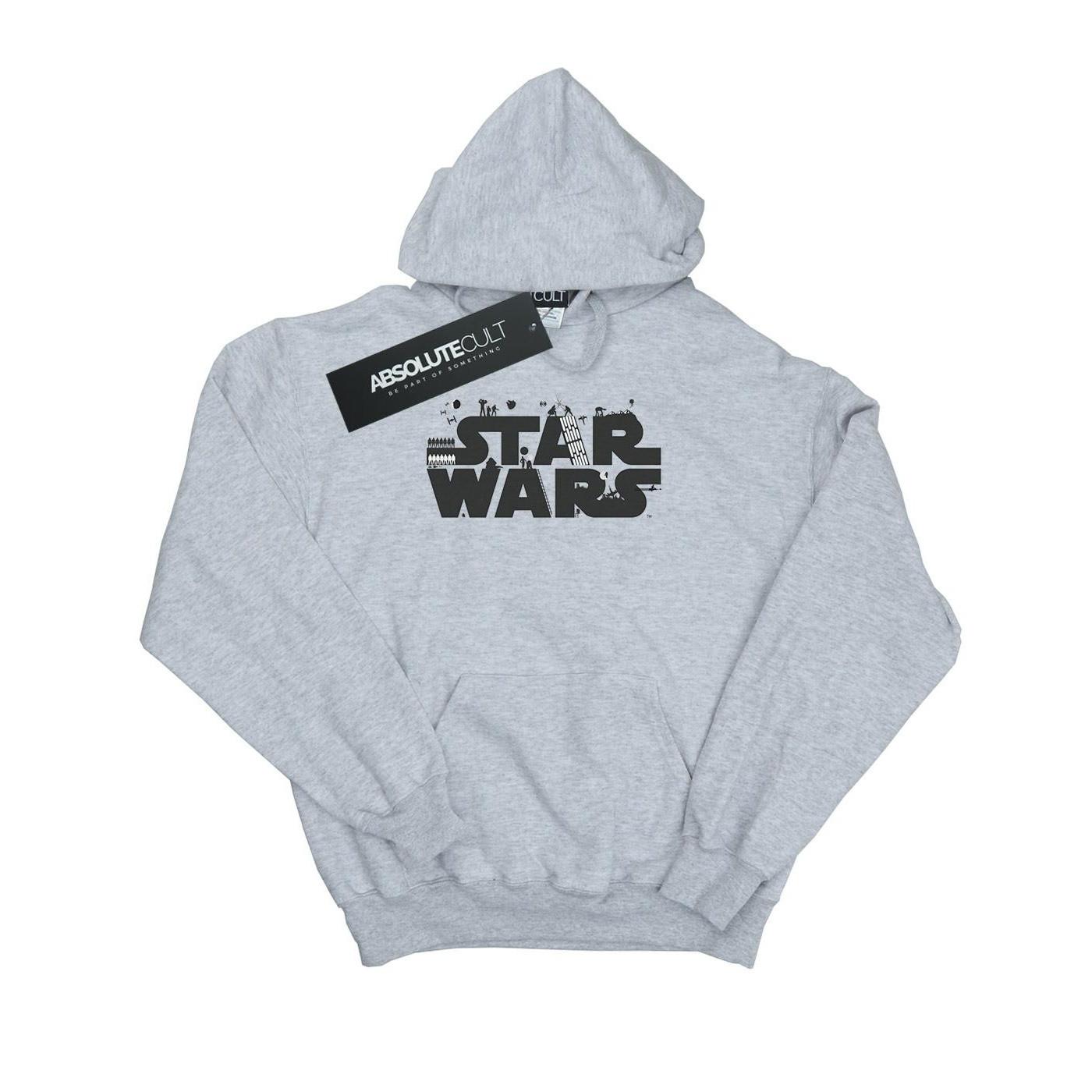 Minimalist Logo Kapuzenpullover Herren Grau L von STAR WARS