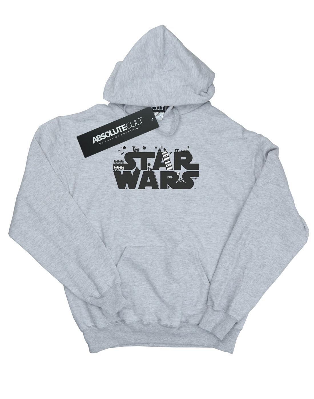 Minimalist Logo Kapuzenpullover Herren Grau S von STAR WARS