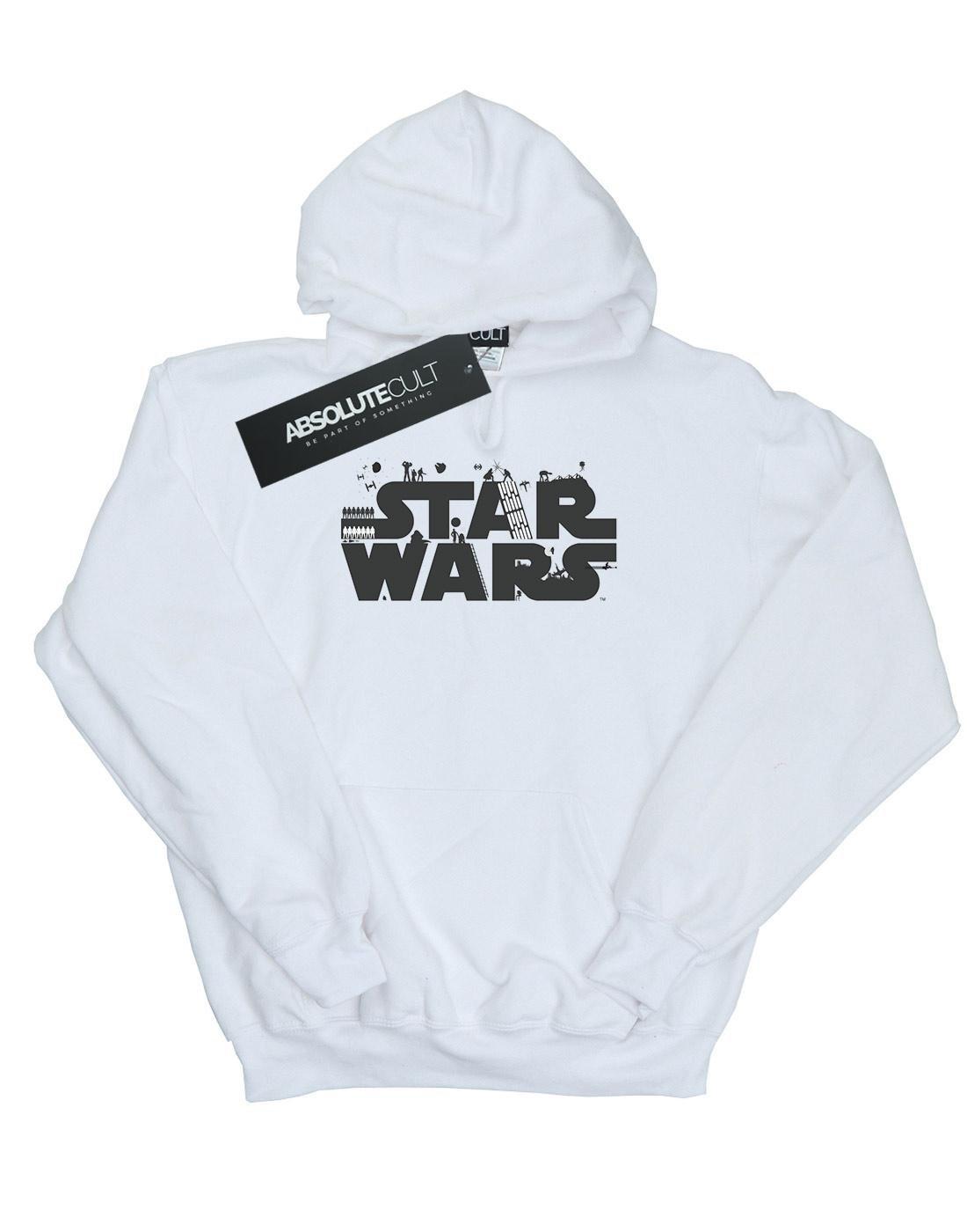 Minimalist Logo Kapuzenpullover Herren Weiss L von STAR WARS