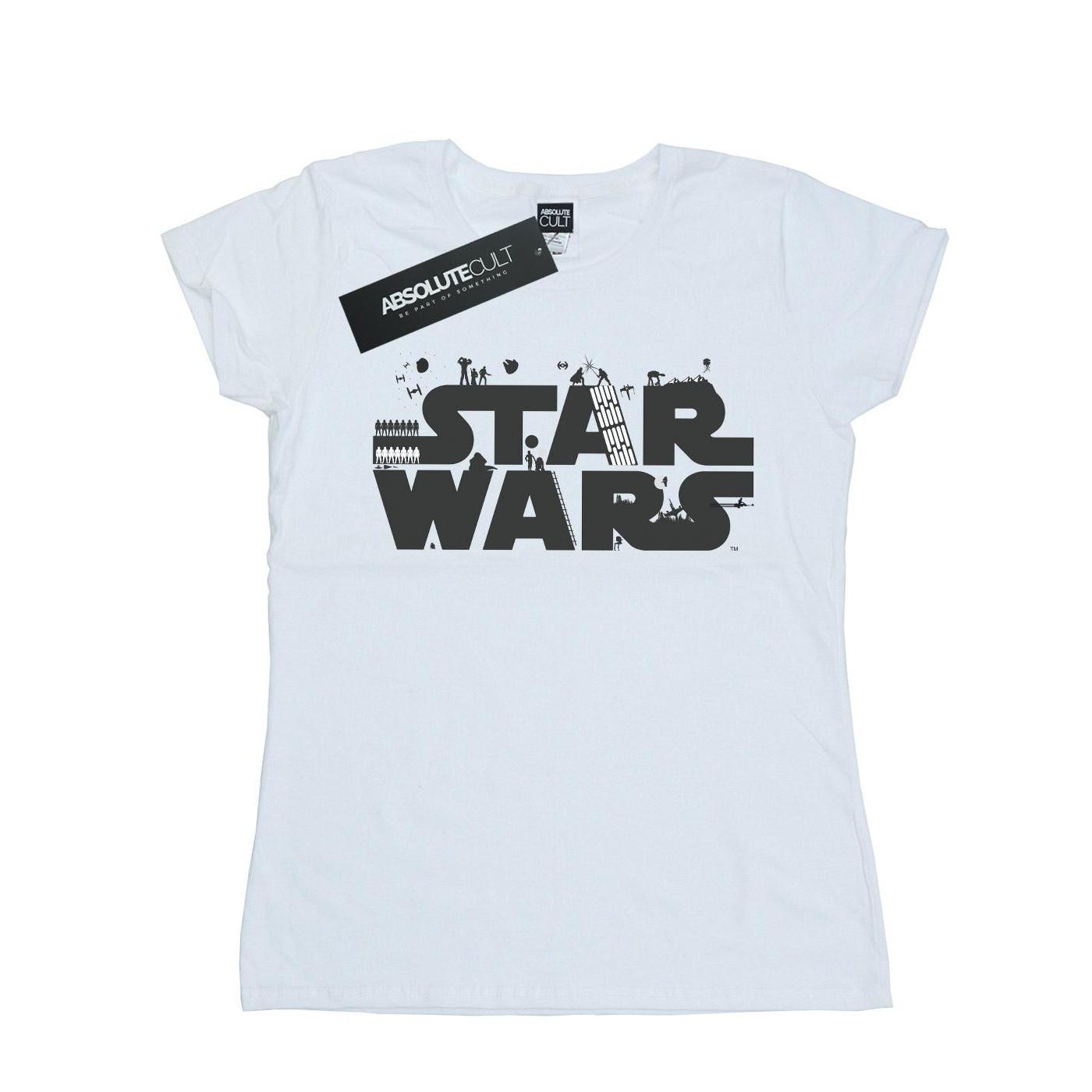 Minimalist Logo Tshirt Damen Weiss XL von STAR WARS