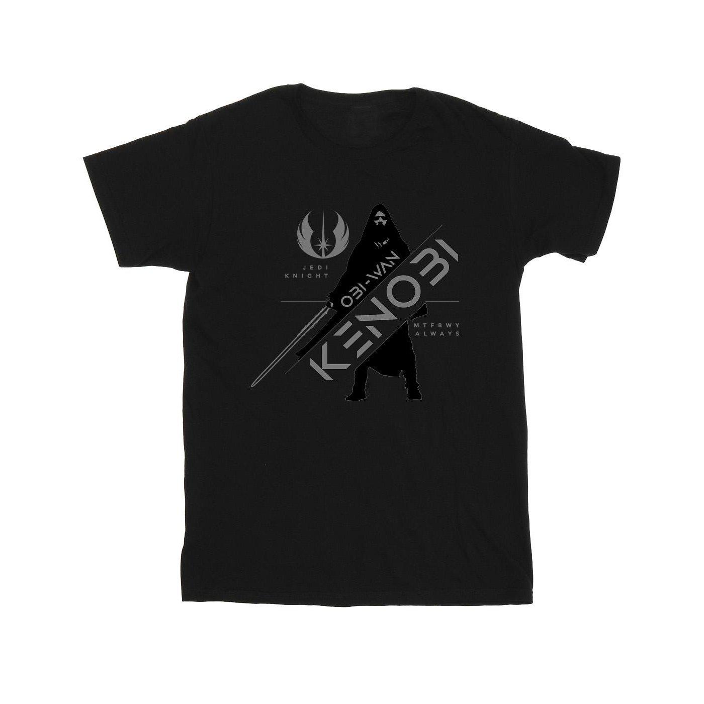 Obiwan Kenobi Jedi Knight Tshirt Mädchen Schwarz 116 von STAR WARS