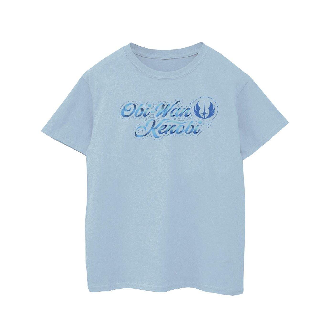 Obiwan Kenobi Ribbon Font Tshirt Mädchen Blau 104 von STAR WARS