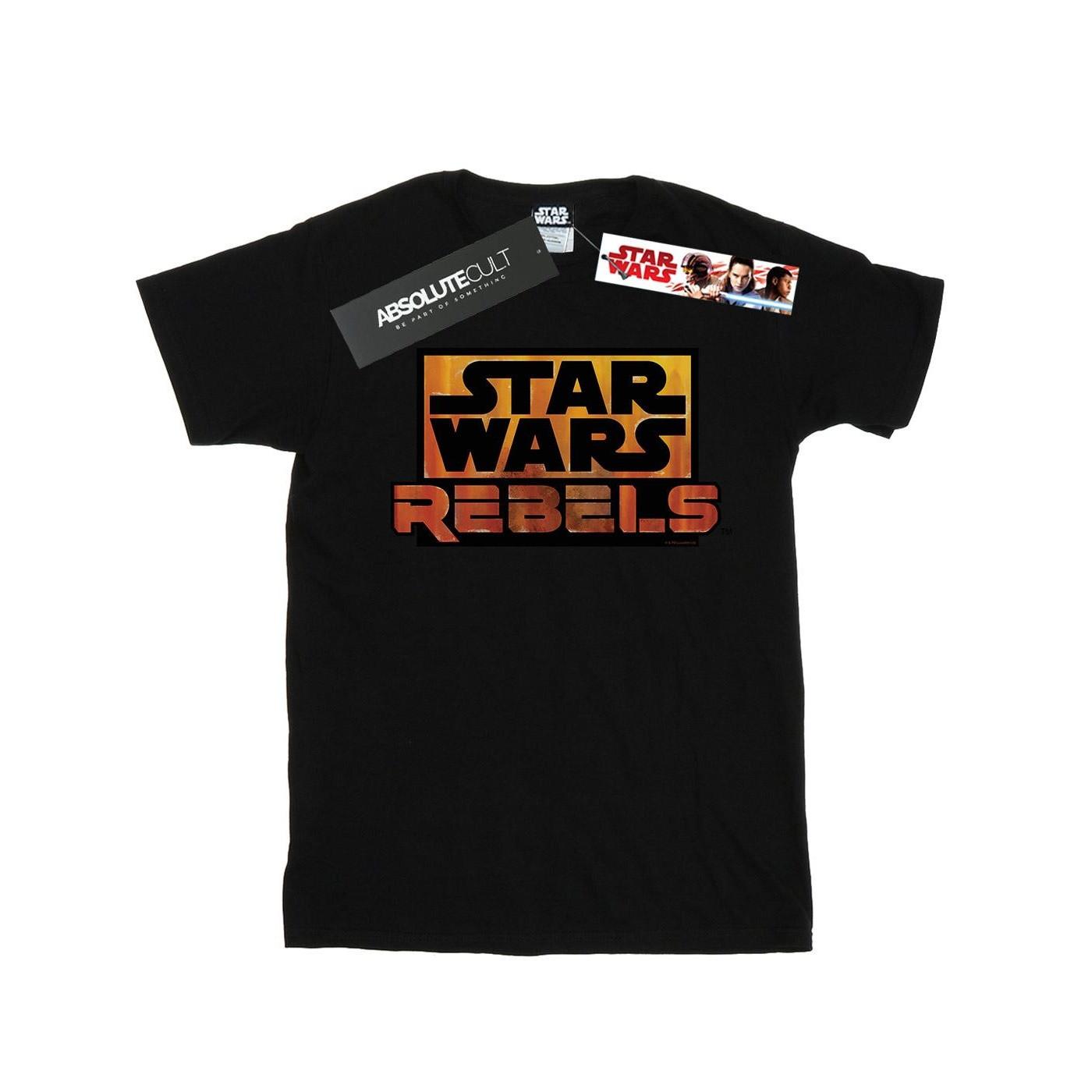 Rebels Logo Tshirt Mädchen Schwarz 116 von STAR WARS