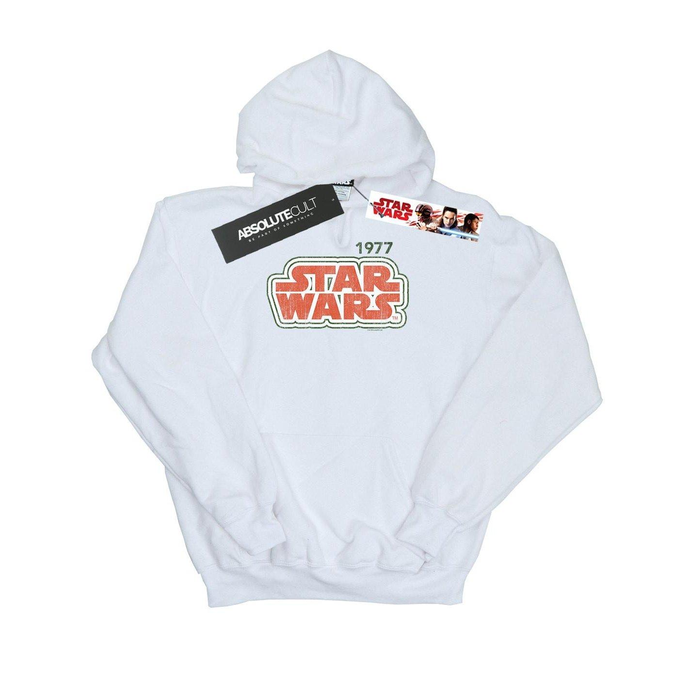 Retro Outline Kapuzenpullover Damen Weiss L von STAR WARS