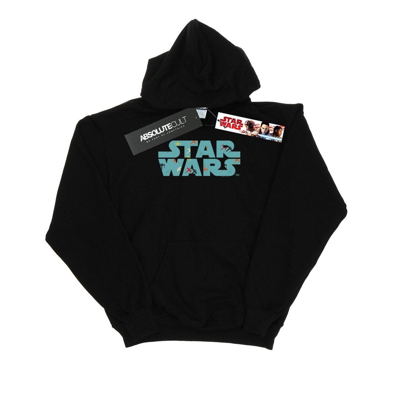 Retro Xwing Pattern Logo Kapuzenpullover Damen Schwarz XL von STAR WARS