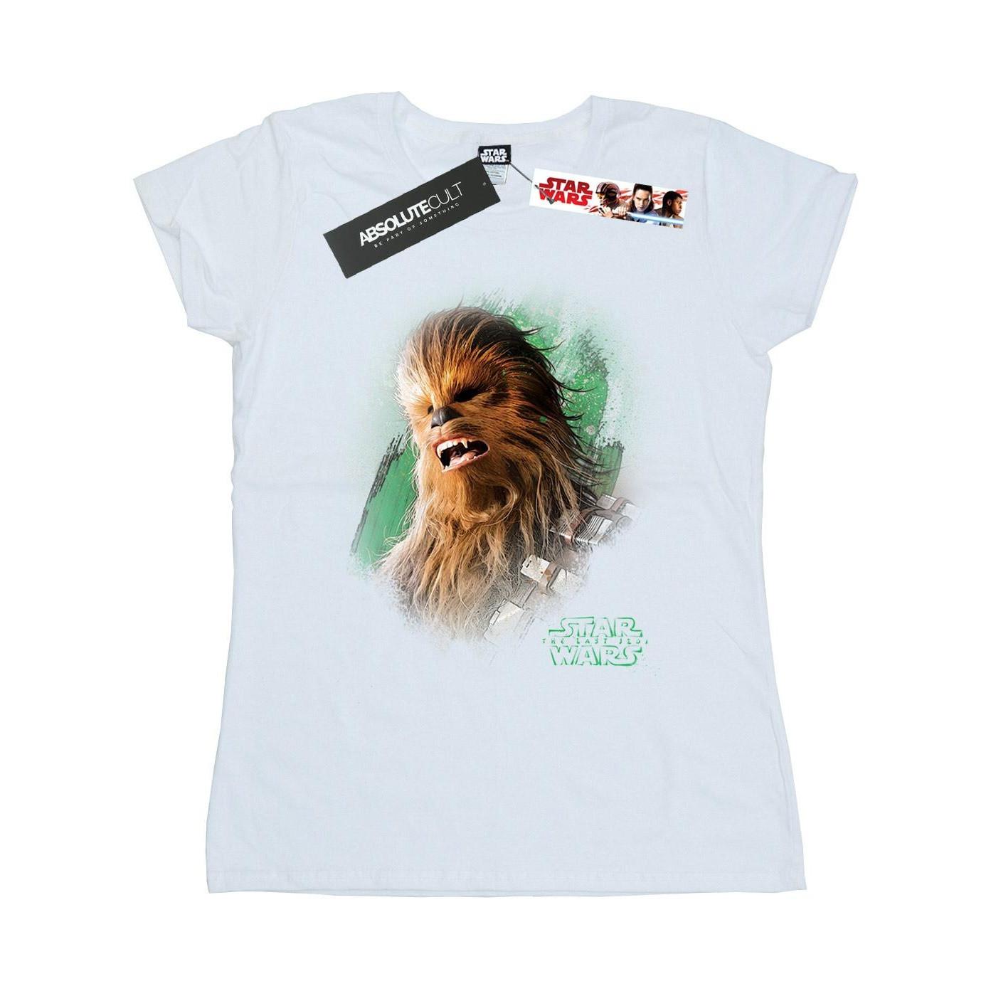 The Last Jedi Chewbacca Brushed Tshirt Damen Weiss L von STAR WARS