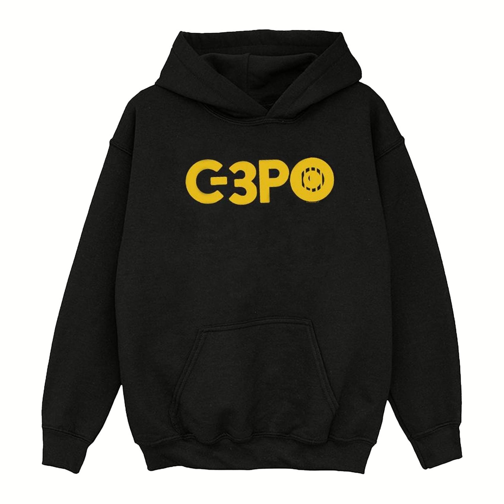 The Rise Of Skywalker C3po Text Logo Kapuzenpullover Mädchen Schwarz 116 von STAR WARS