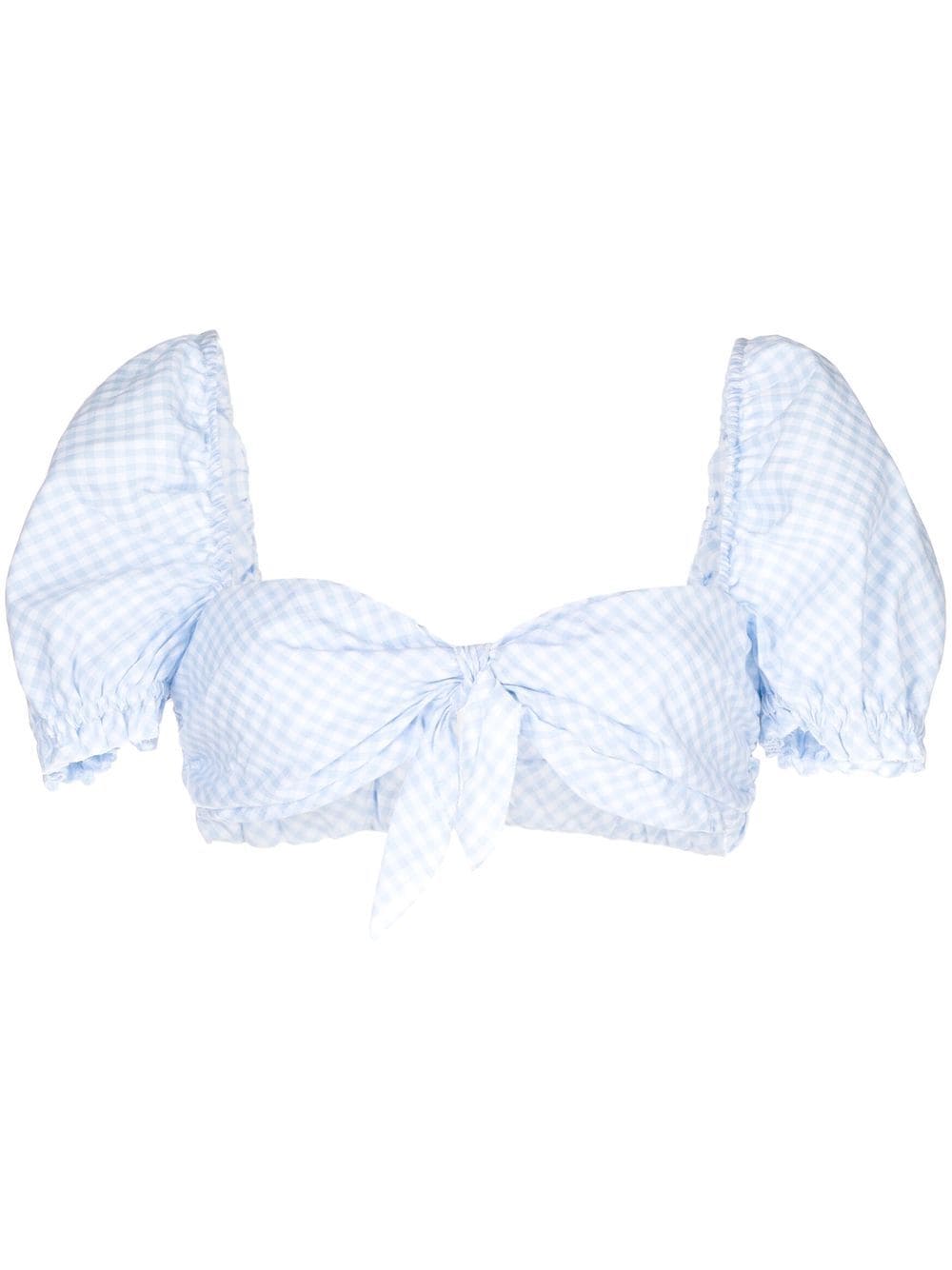 STEFANIA VAIDANI puff-sleeve cropped top - Blue von STEFANIA VAIDANI