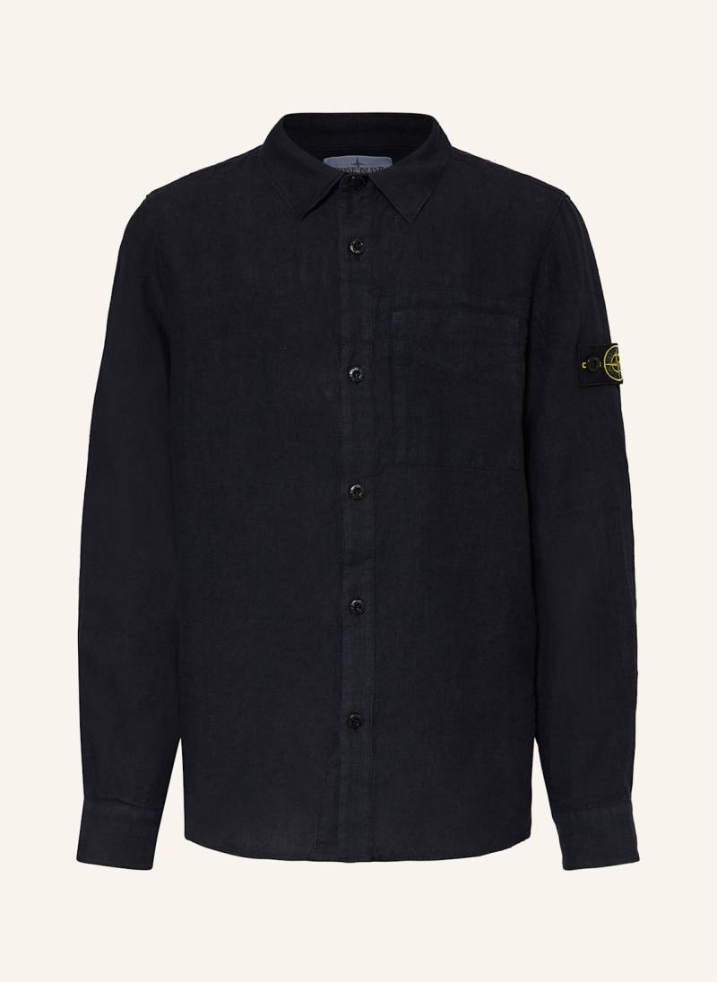 Stone Island Junior Leinenhemd blau von STONE ISLAND JUNIOR