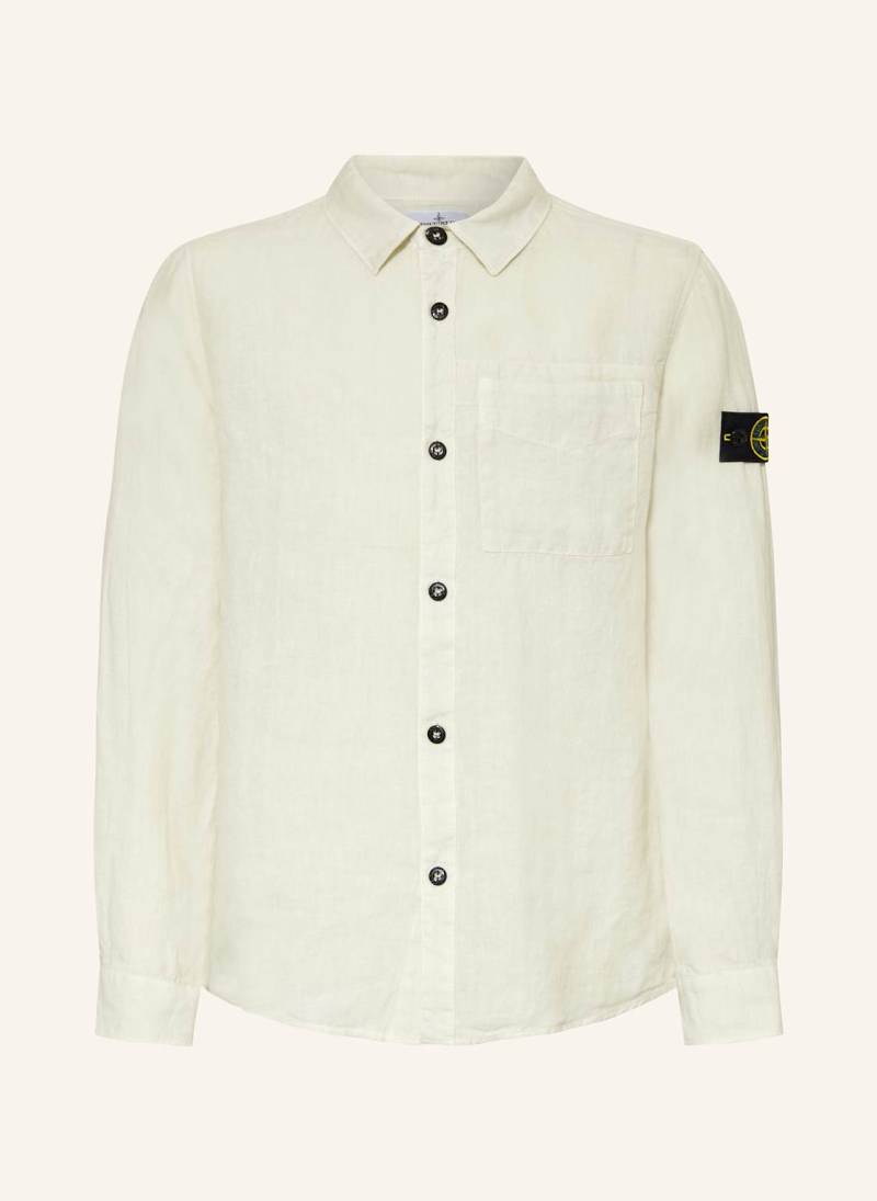 Stone Island Junior Leinenhemd weiss von STONE ISLAND JUNIOR