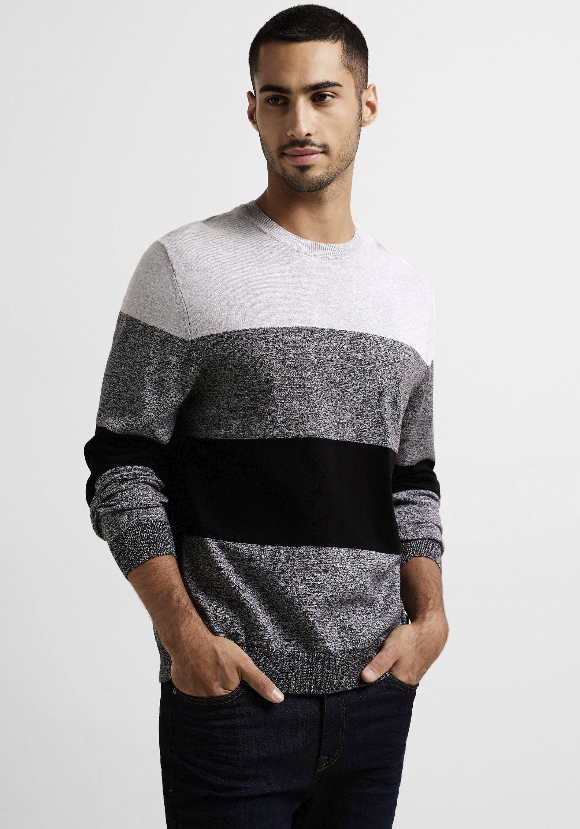 STREET ONE MEN Strickpullover, mit mehrfarbigen Blockstreifen von STREET ONE MEN