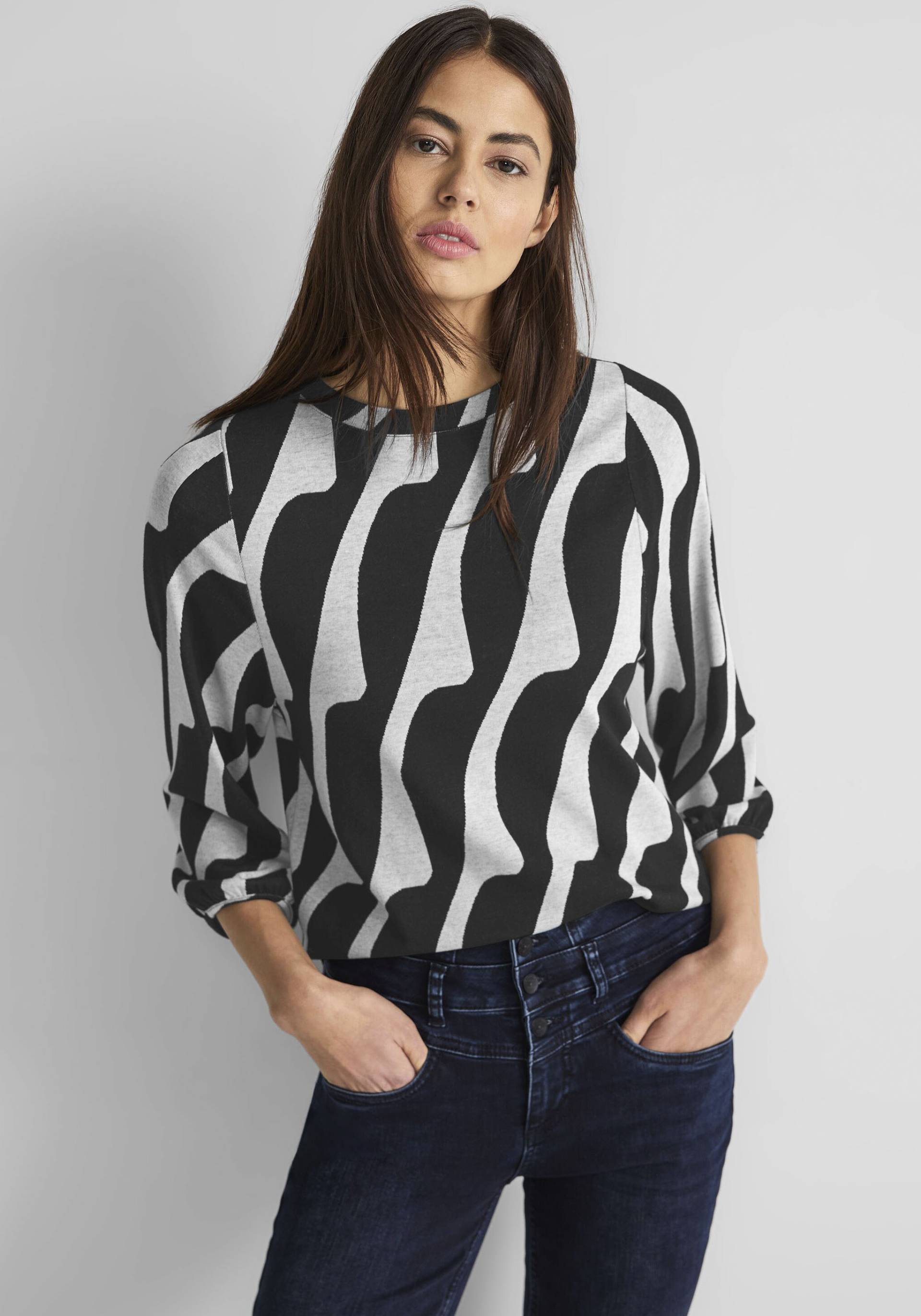 STREET ONE 3/4-Arm-Shirt, mit Jacquardmuster von STREET ONE